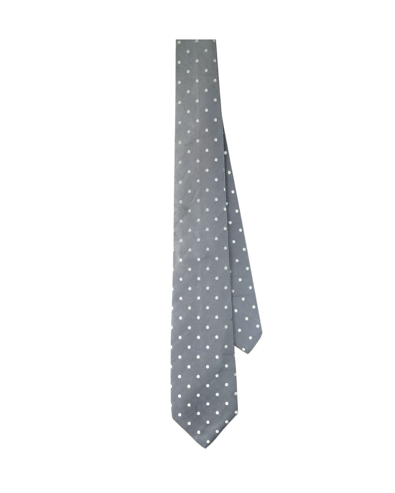 Seaward & Steam Barneys New York Silk Tie Gray with White Polka Dot