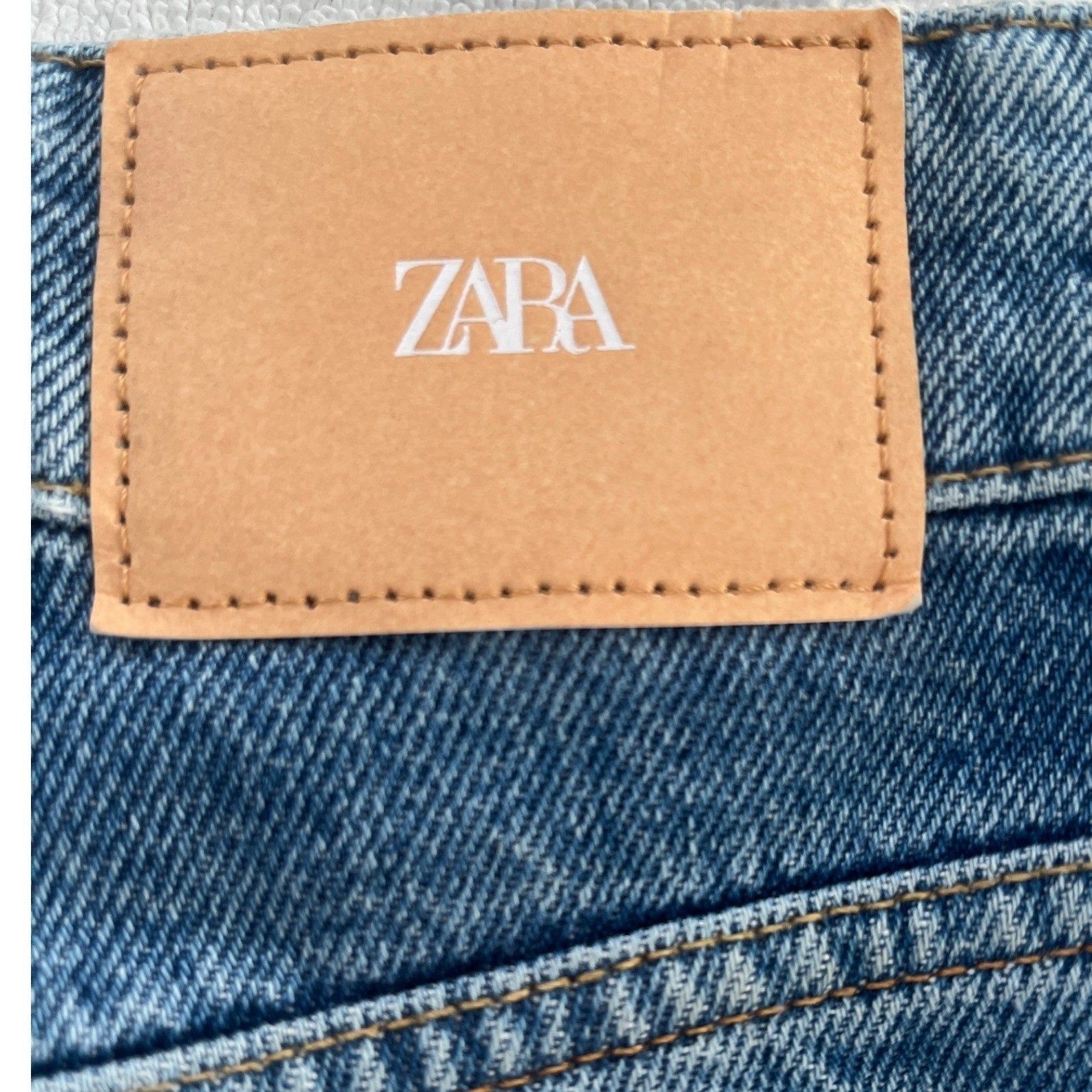 ZARA High Waist Straight Leg Distressed Blue Jeans 2 26×33 Tall 90s Grunge Y2K