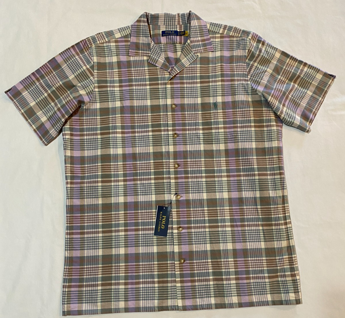 NWT-Polo Ralph Lauren Men’s Classic fit 4XLT Plaid Oxford Camp Shirt-MultiColor