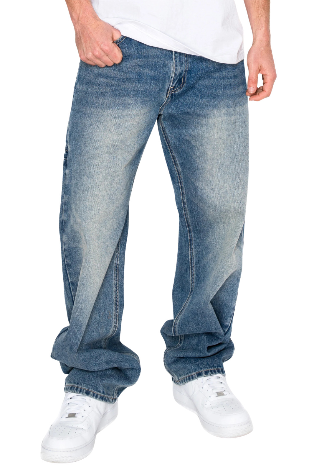 Victorious Men’s Baggy Fit Sand Washed Cotton Jeans with Phone pocket DL1577