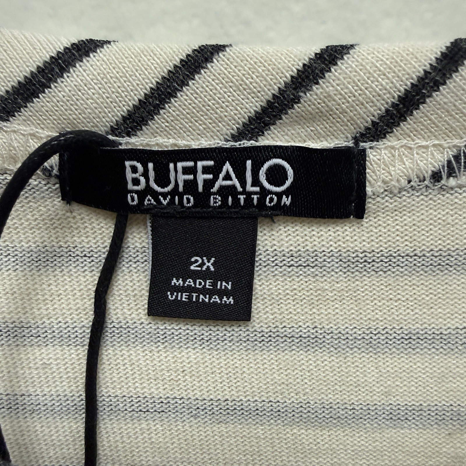 Black Stripe Cotton Dress Buffalo David Bitton 2X Knit Hi Low Hem Casual NWT