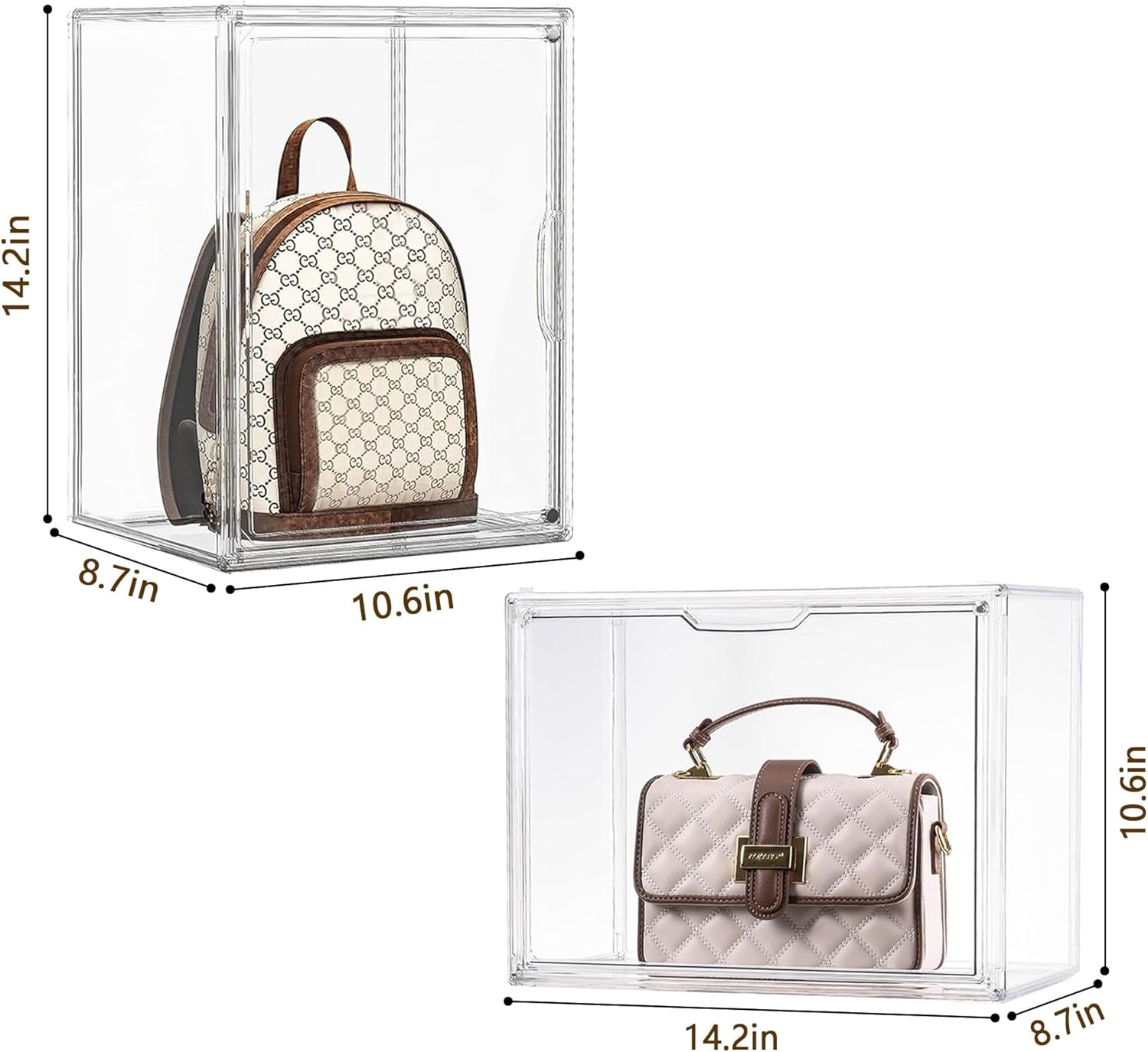 Stackable Clear Acrylic Purse Organizer – 5 Magnetic Storage Boxes