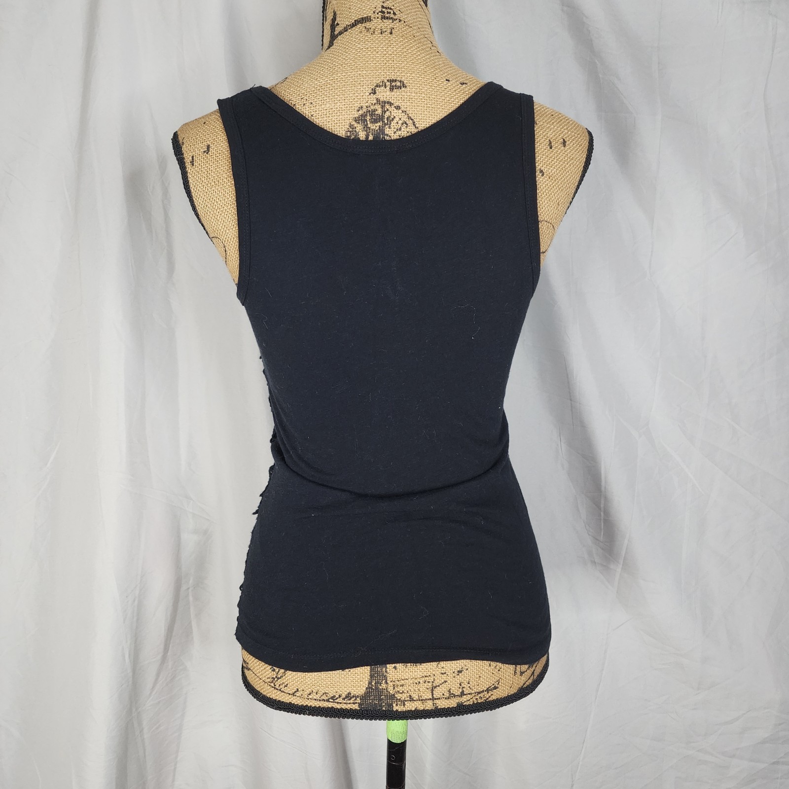 J.CREW Size XXS Black Layered Crochet Front Casual Summer Tank Top 100% Cotton