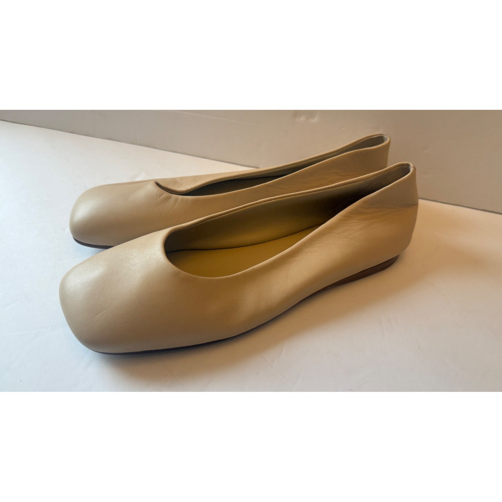 Vince Womens Leah Square Toe Leather Ballet Flats Beige Nude 6 US EUR 36
