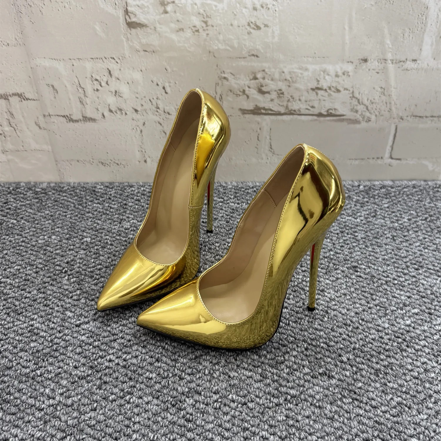 12cm Fashion Thin Heel Metallic Silver Shallow Mouth Shoes Bed High Heels