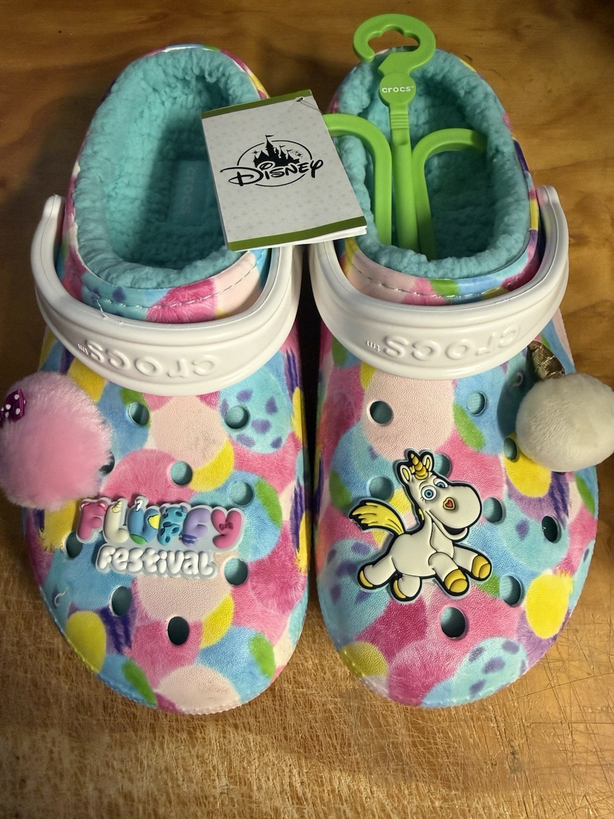 Disney Pixar Fuzzy Festival Crocs New With Tags Size M6/W8 Classic Fleece