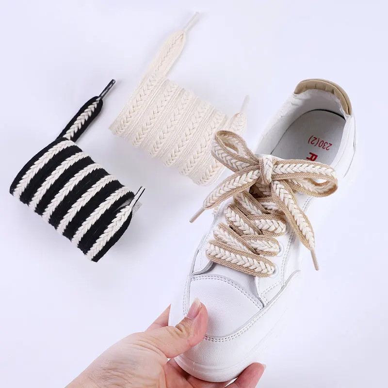 Flat Wheat Ear Shoelaces for Sneakers Twist Braids Marshmallow Colorful Shoelace