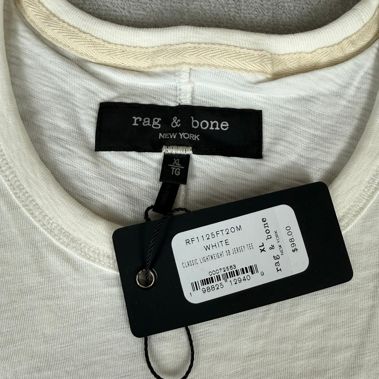 Rag & Bone Classic Lightweight Slub Jersey Tee T-Shirt Mens XL White $98 New NWT