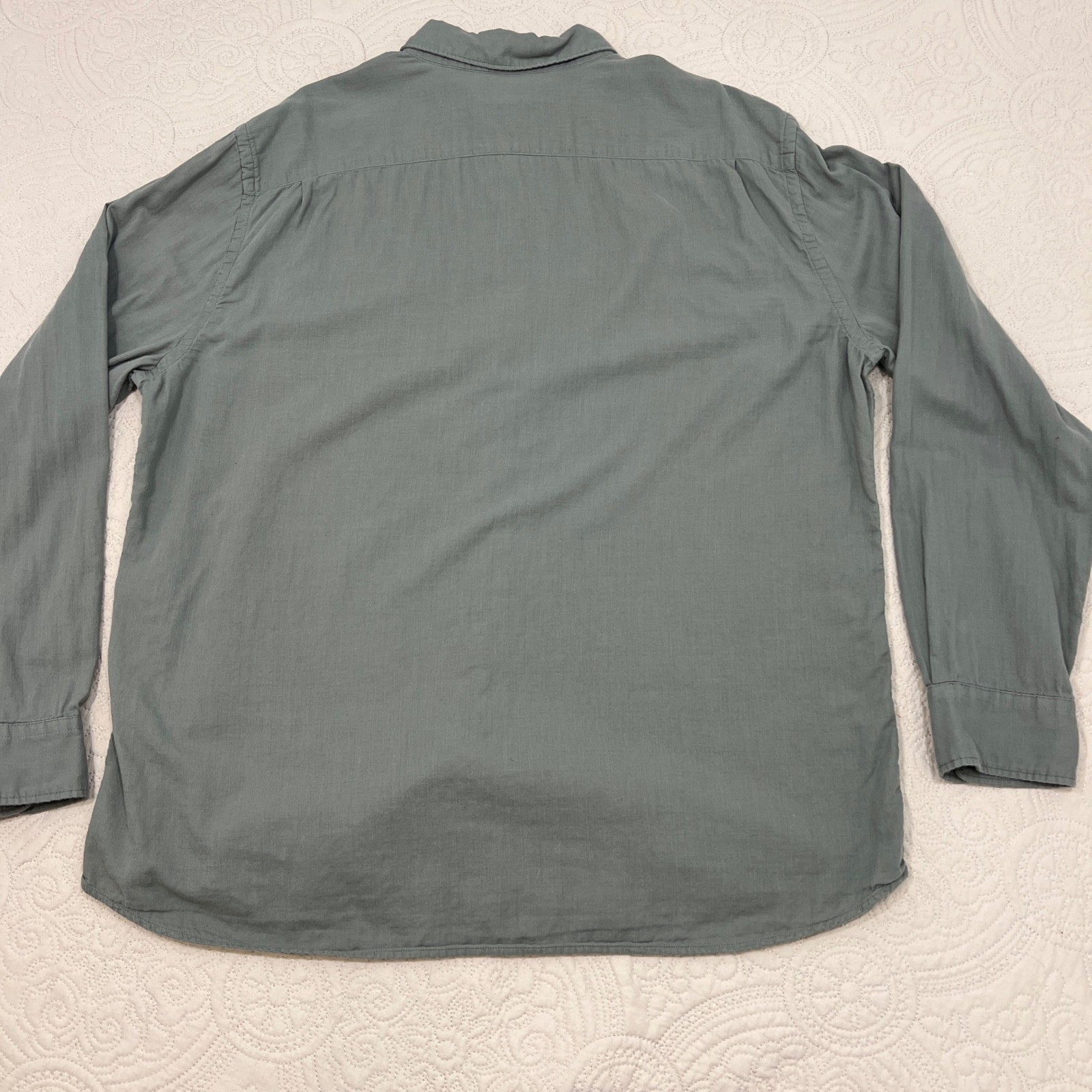 Faherty Sunwashed Chambray Shirt Mens XXL Sage Green Supima Cotton Button Down