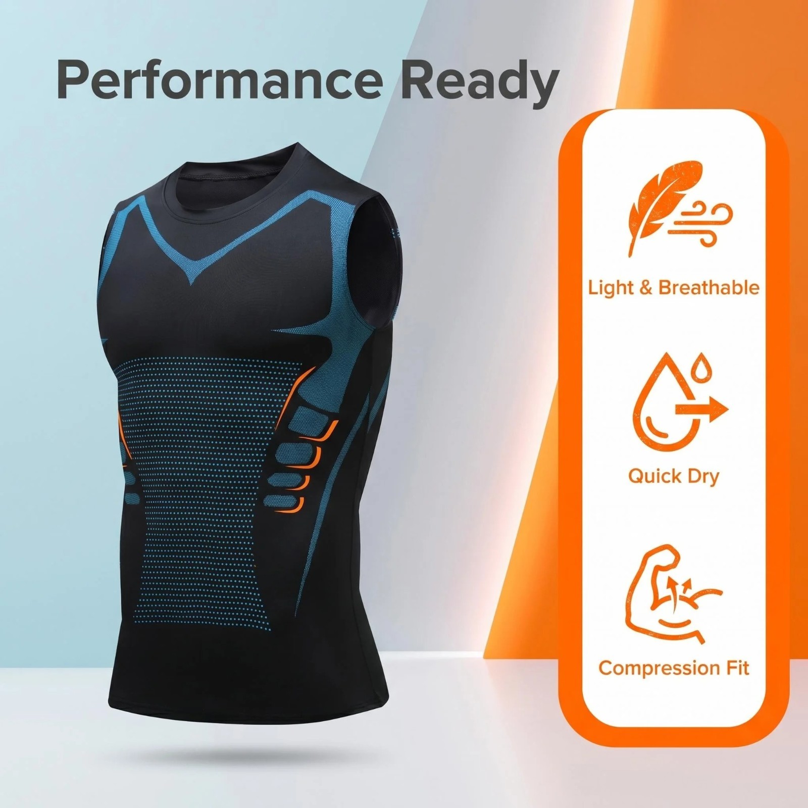 Men Compression Shirt Version Ionic Shaping Sleeveless Vest Sport Tank Top S-2XL