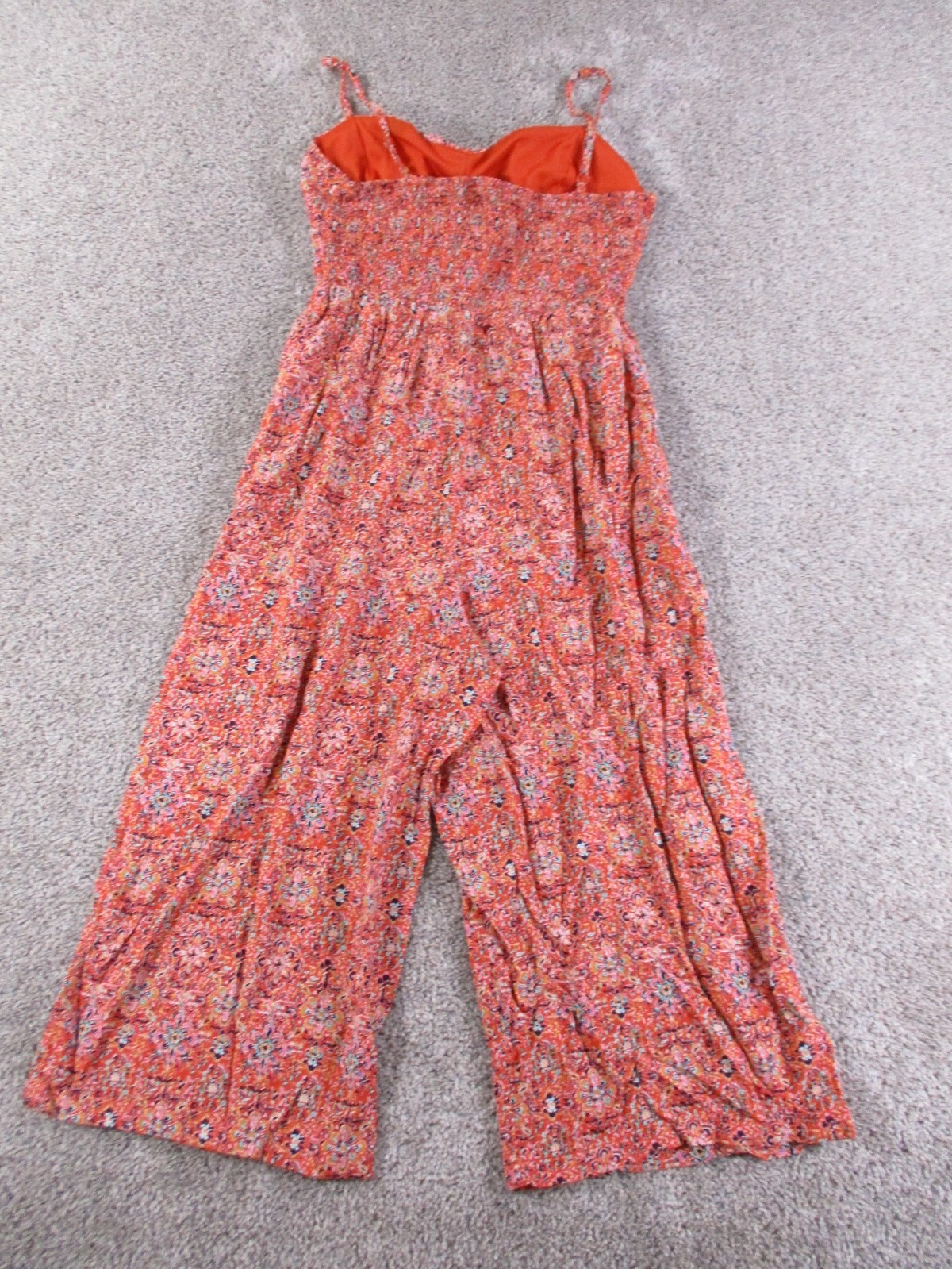 A.U.W. Small Womens Jumpsuit Wide Leg Red Floral Rayon Lined