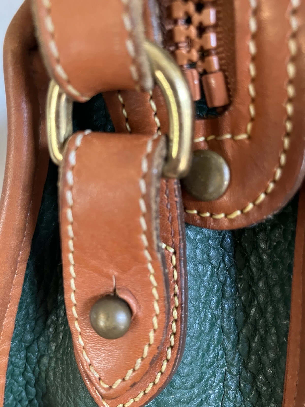 Dooney & Bourke All-Weather Leather Green/Brown Small Crossbody Zip Bag