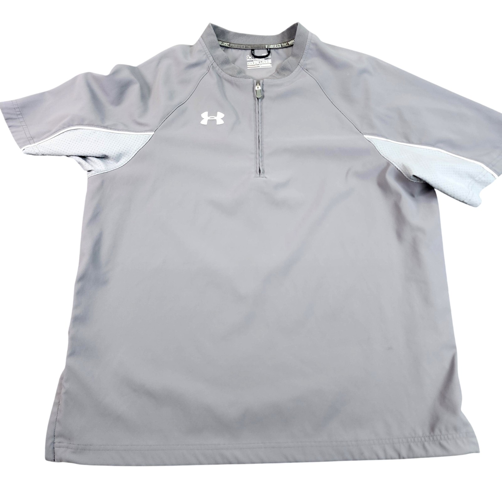 Under Armour HeatGear Shirt Mens Medium Gray Short Sleeve 1/4 Zip Athletic Top