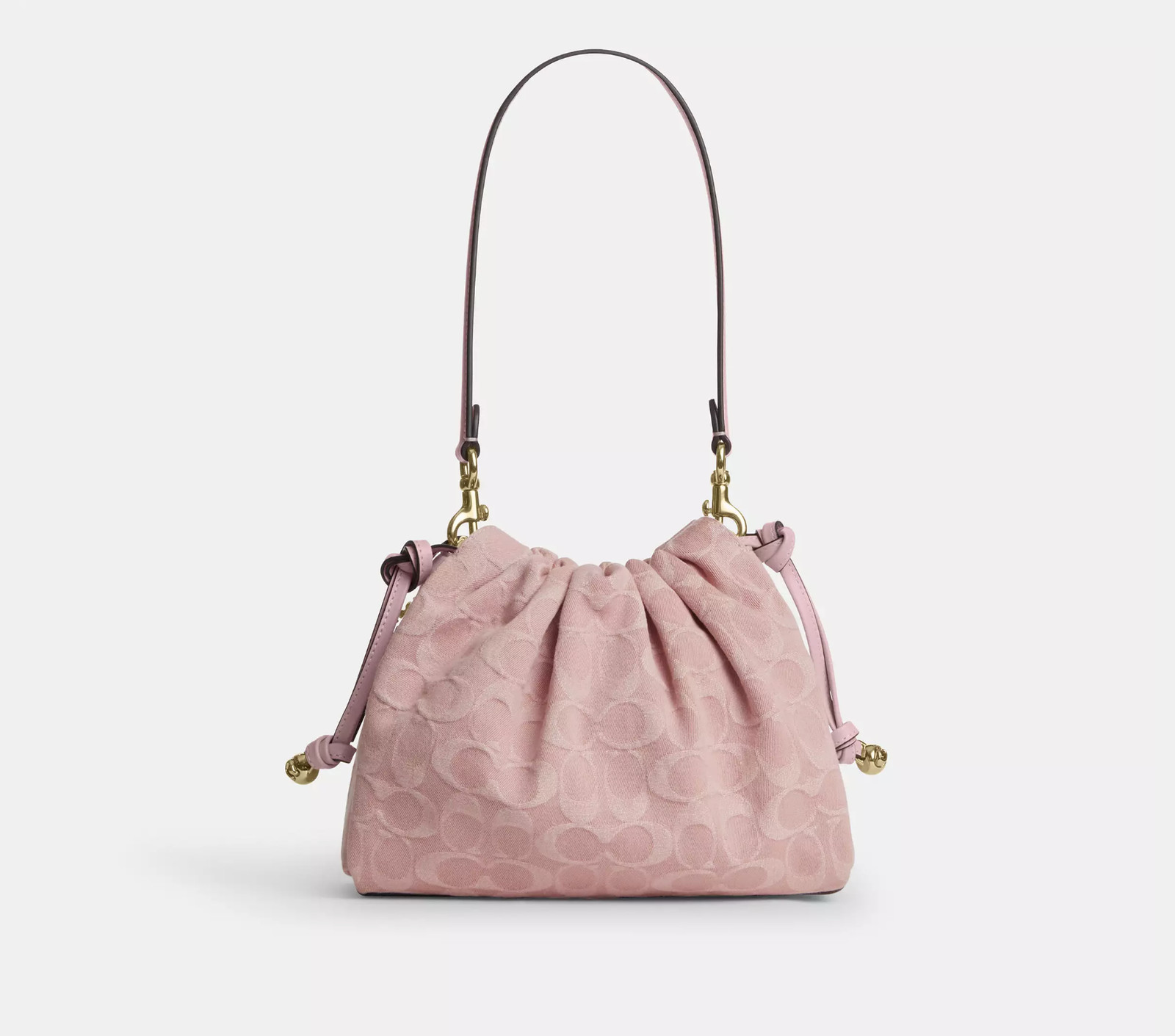 COACH Faye Drawstring Bag Signature Denim Light Pink CFD03 IMNH1 New Authenthic