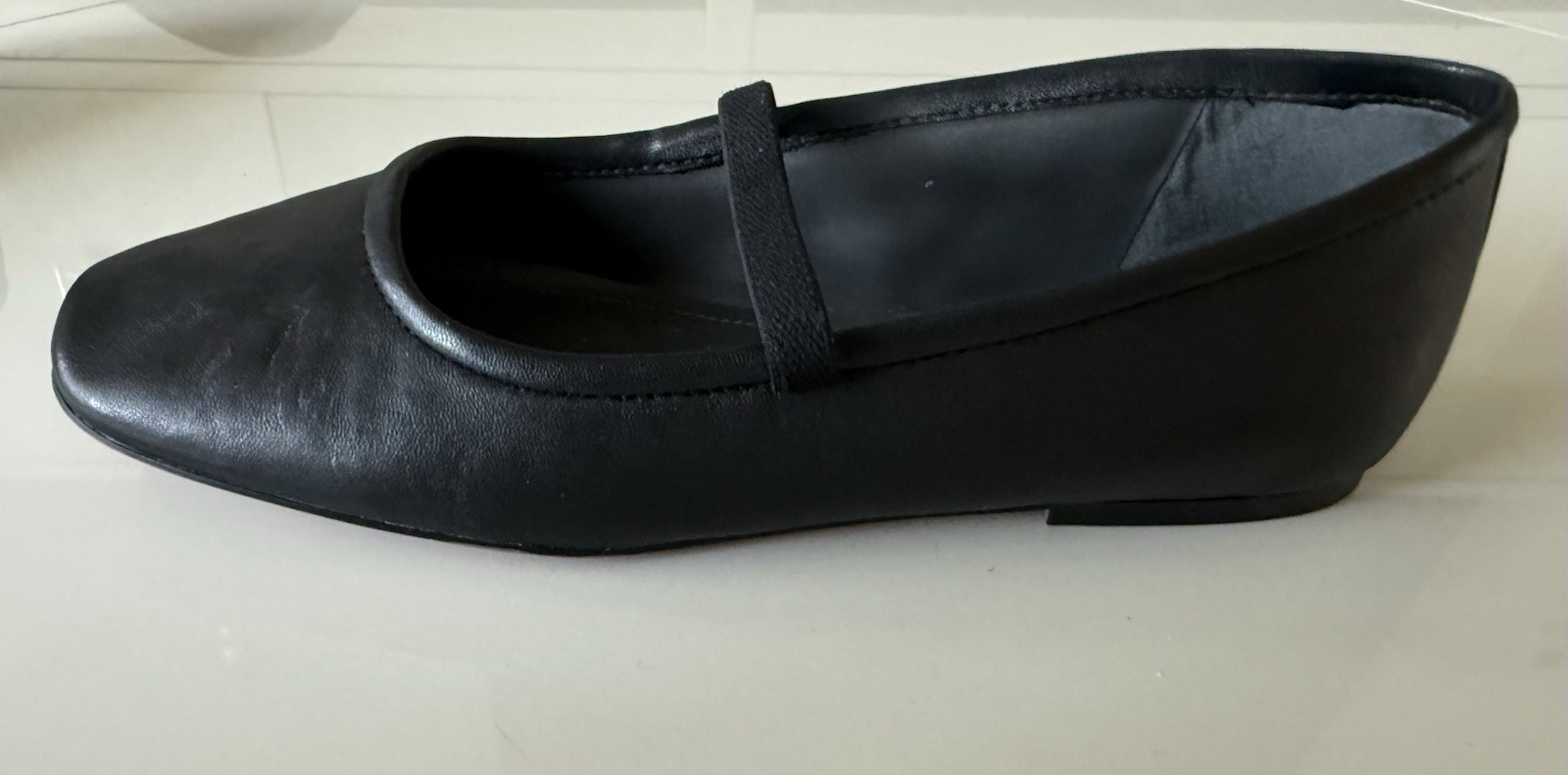 Franco Sarto Mary Jane Flats Black Leather Eileen 6 M Square Toe