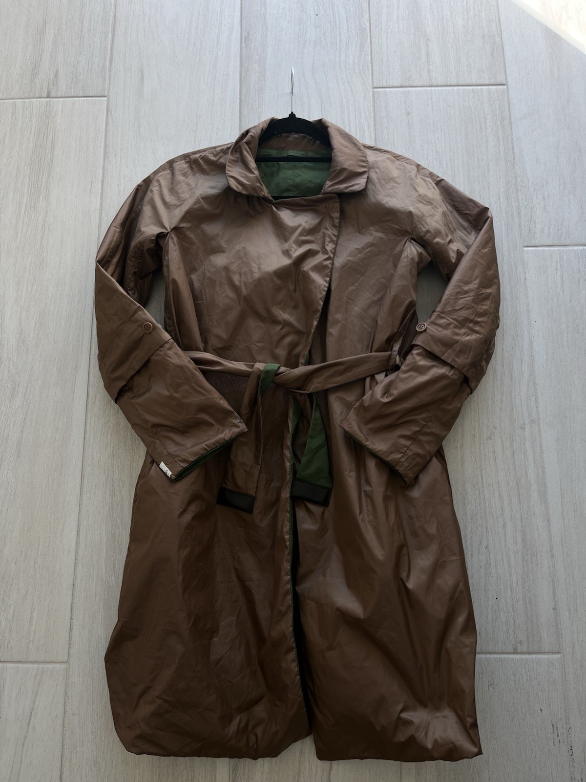 S Max Mara Reversible Trench Coat Green Brown IT36 / US4 Made in Italy jacket