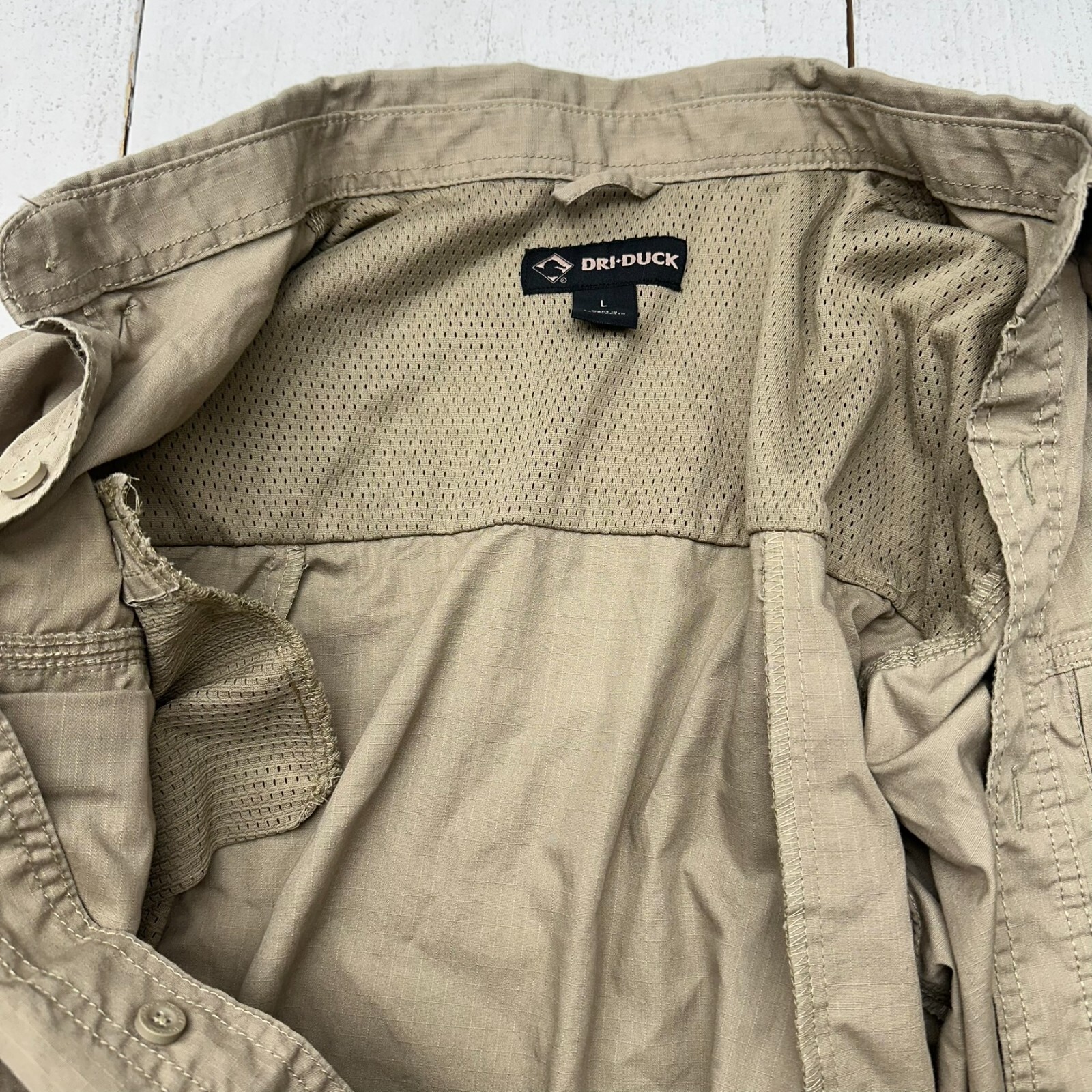 Dri Duck Brown Short Sleeve Craftsman Comfort Collared Shirt Mens Size Large