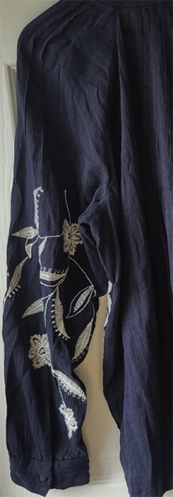 NWT! J JILL NAVY BLUE EMBROIDERED WHITE FLORAL PLEAT PINTUCK SHIRT TUNIC TOP XL