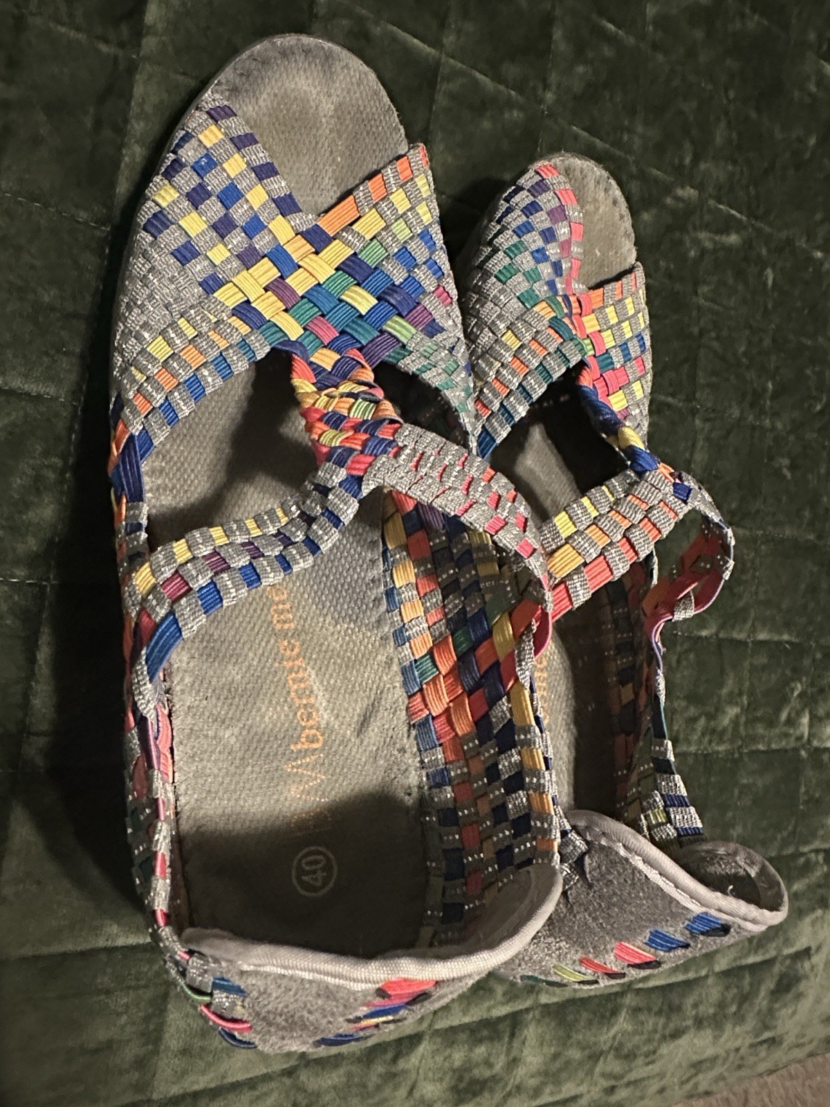 Baretraps Women’s Multicolor Gray Woven Strappy Wedge Slip On Sandals 10