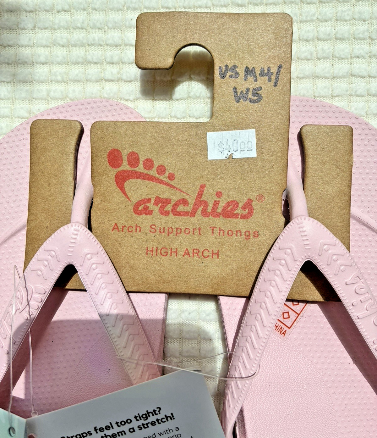 Archies Arch Support Thong Flip Flops NWT Unisex Pink Men 4 Woman 5