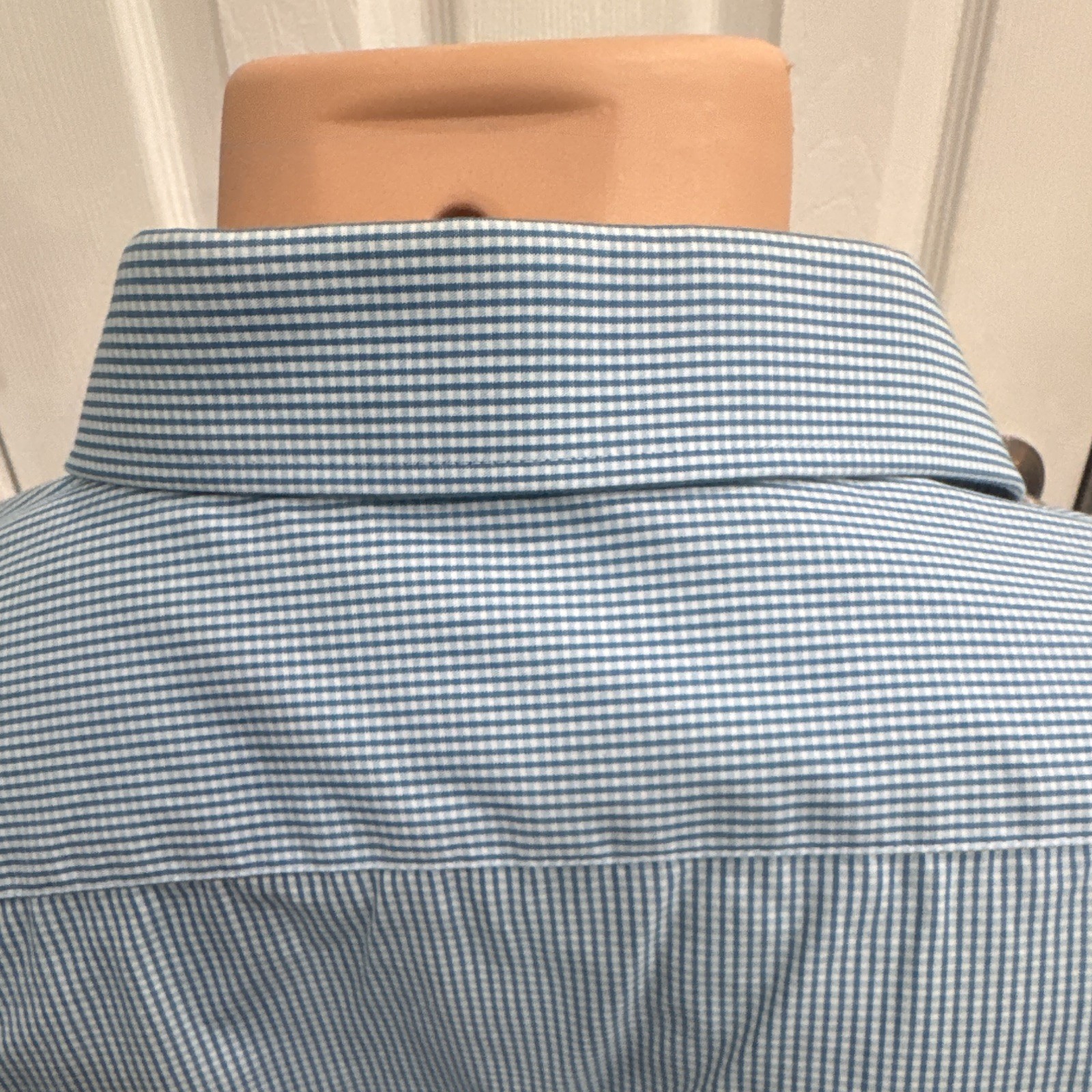 Perry Ellis Men’s 18 2XL Blue Geometric Stretch Long Sleeve Collared Dress Shirt