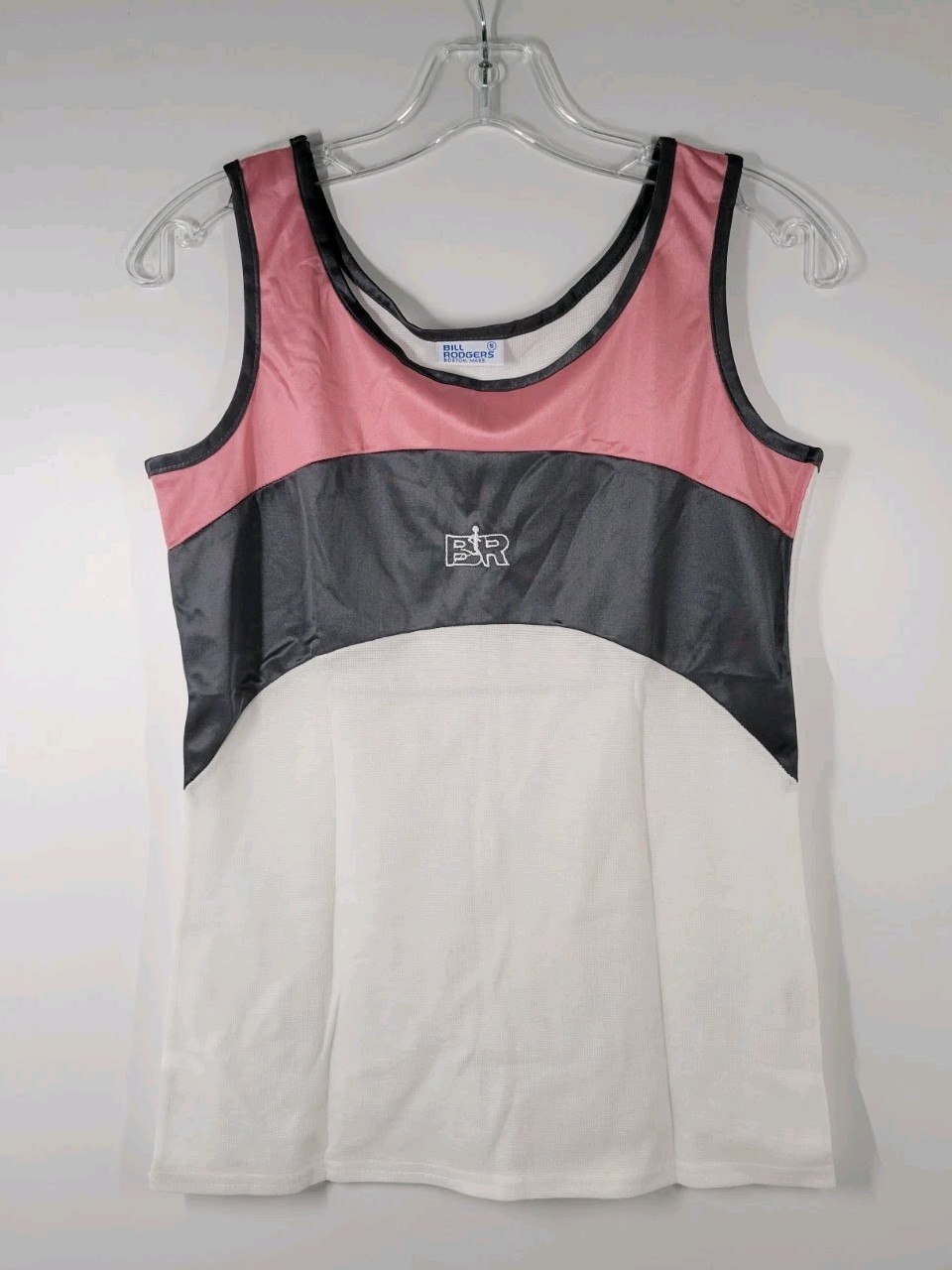 Vtg Bill Rodgers White Pink Gray Cotton Blend Tank Top Women Sz Small USA NOS