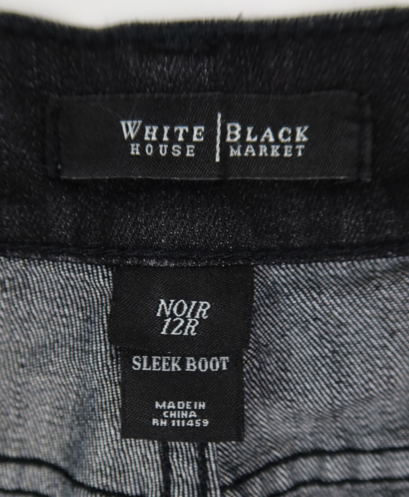 White House Black Market Noir Sleek Boot Jeans Black Crystal Accents Sz 12 Reg