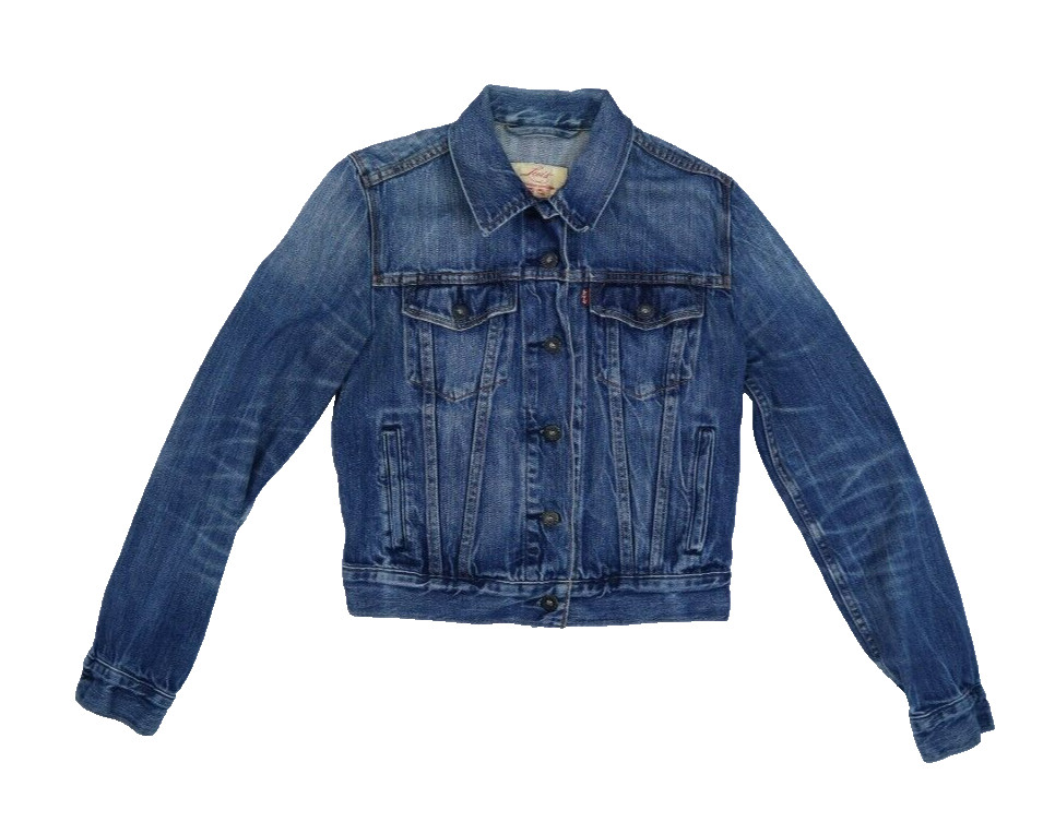 Levis Womens Stone Washed Button Front Blue Denim Trucker Jean Jacket Small
