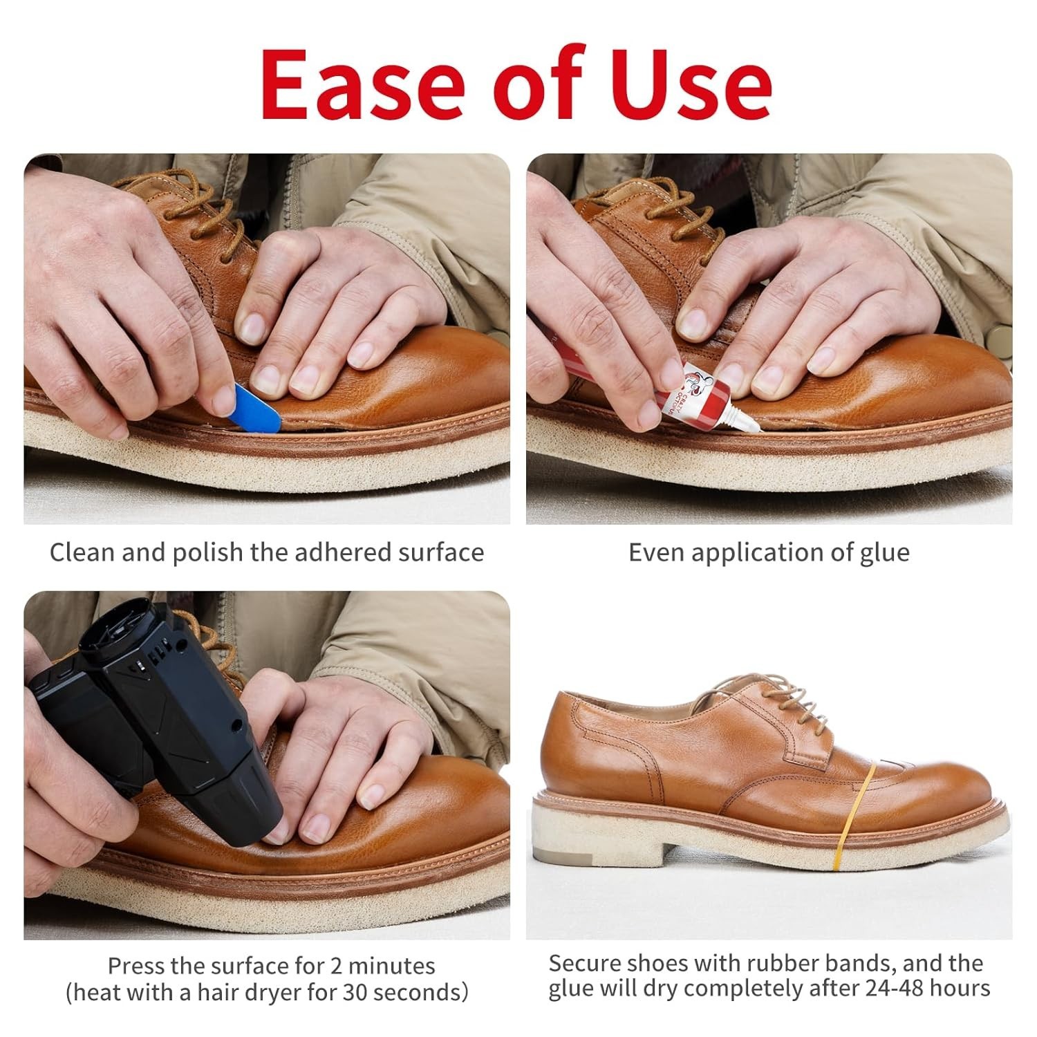Shoe Glue, Strong Clear Shoe Repair Glue for Sneakers, Boots, Handbags, Soles, H