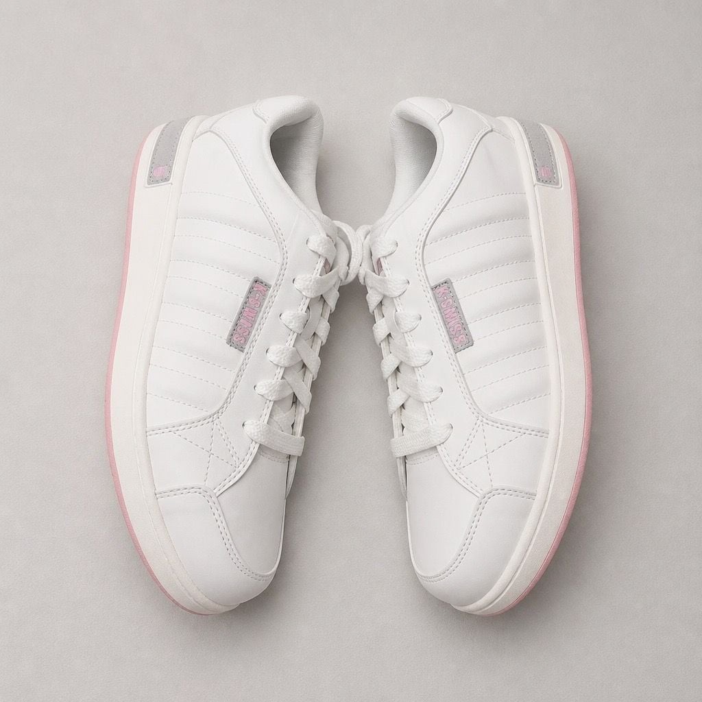 K-Swiss Batris Women’s Low Top Sneakers White Powder Pink Size 8.5