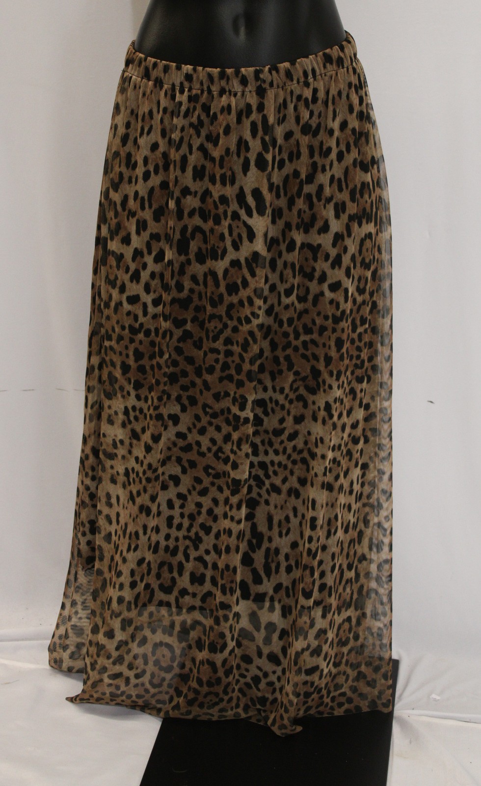 M Made in Italy Women’s Mesh Pull On A-Line Midi Skirt CD4 Leopard Medium NWT