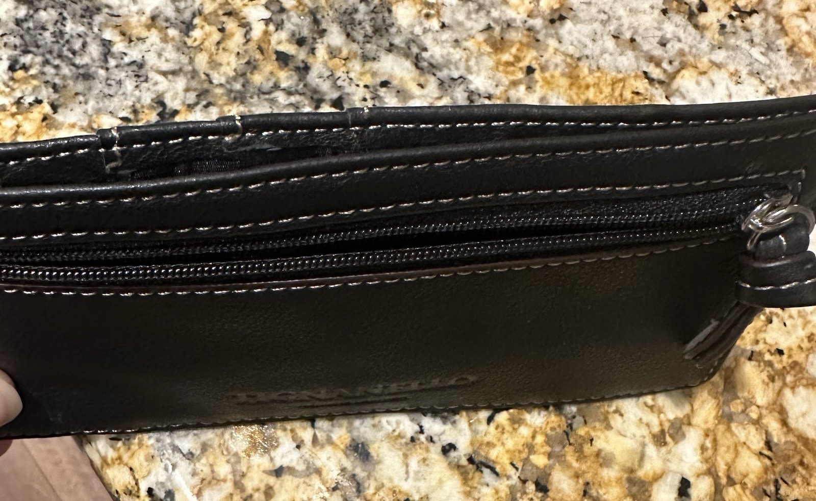 Tignanello Black Genuine Leather Card Holder Wallet Thin Wave Design 6.75″