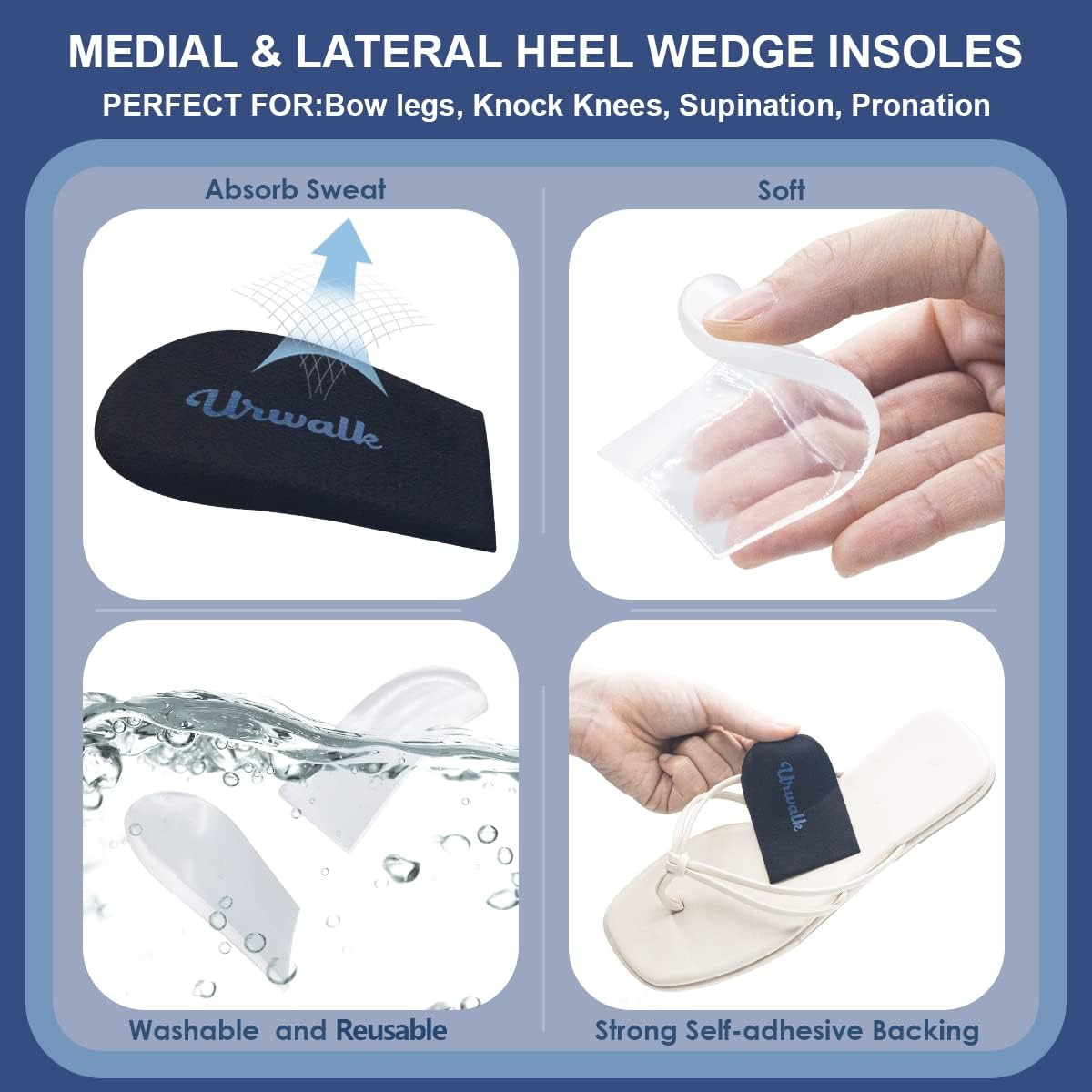 3 Layers Adjustable Supination & Over-Pronation Corrective Shoe Inserts, Medial