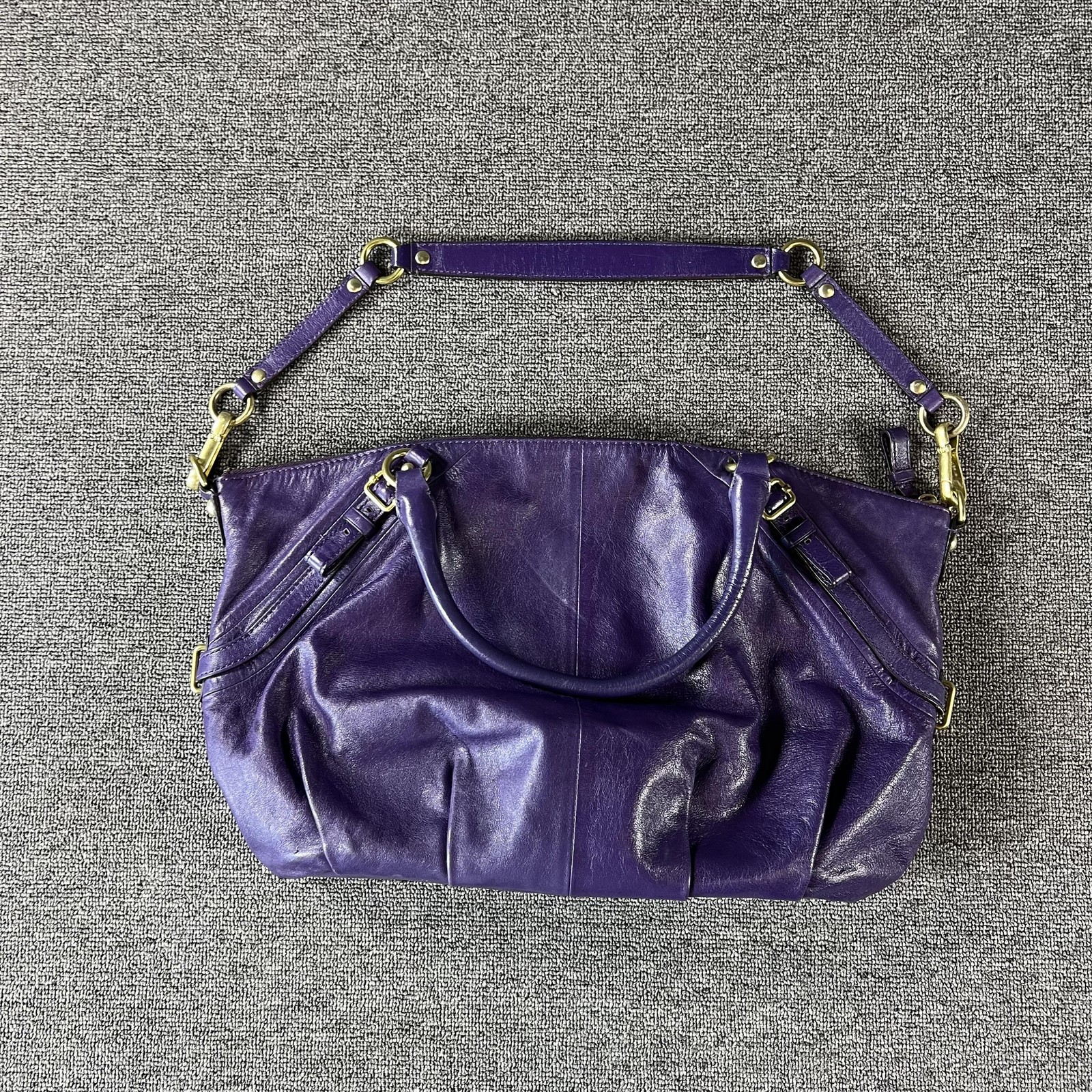 Coach Satchel Bag Womens Purple Leather Madison Sophia Top Handle Zip