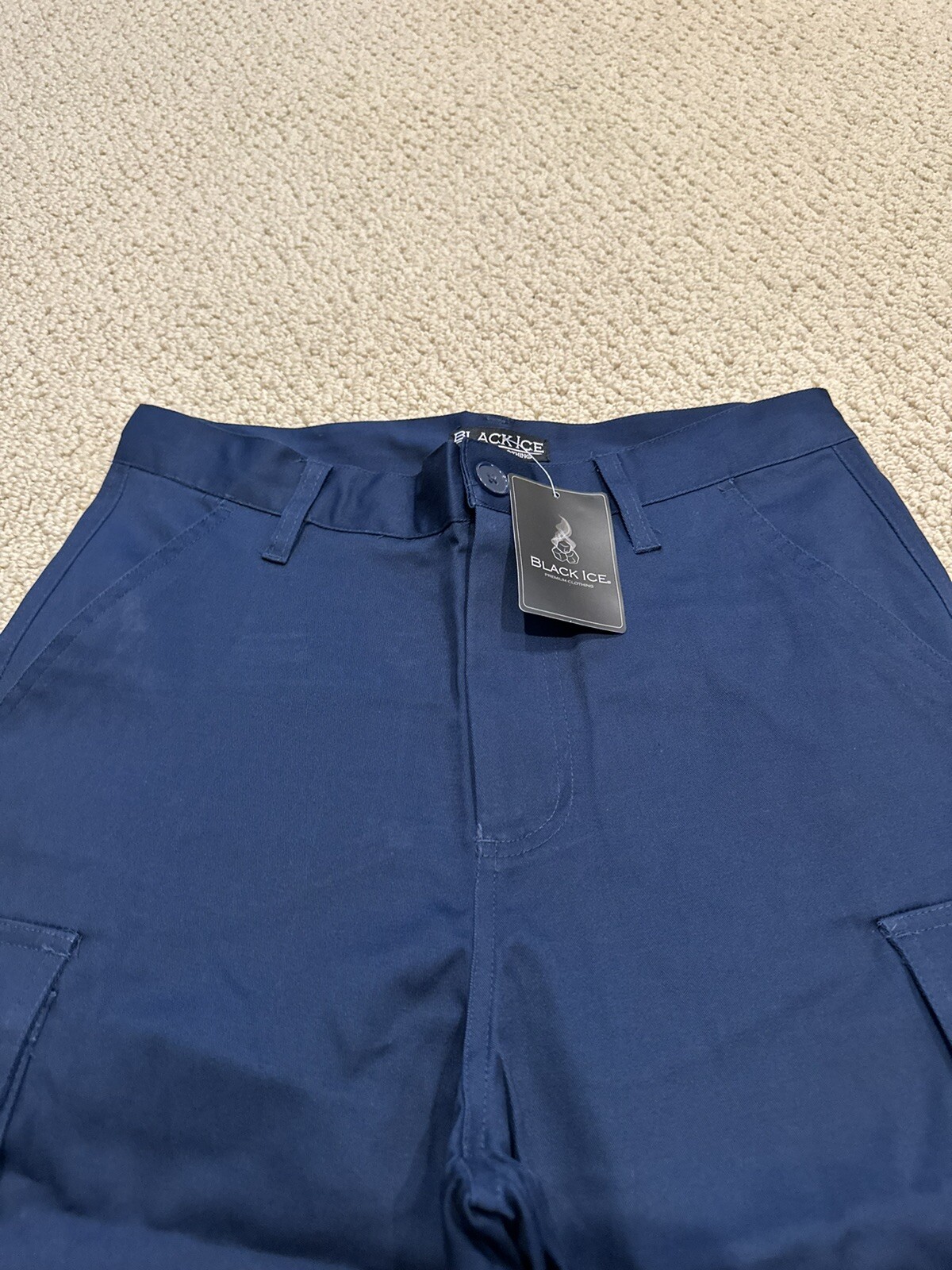 NWT Men’s Black Ice Navy Blue Cotton Cargo Pocket Shorts ALL SIZES