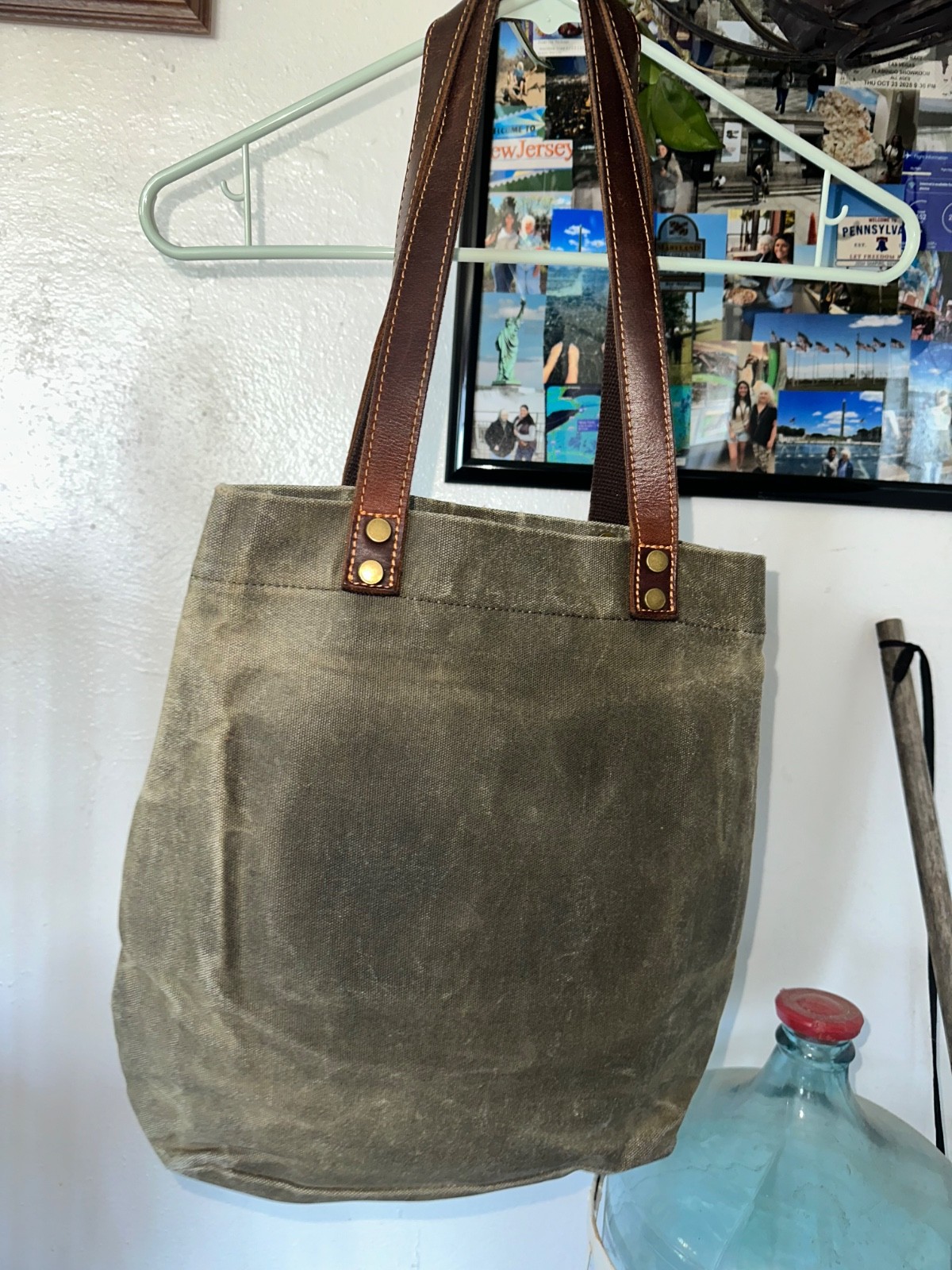 Canvas Tote Heavy Waterproof Green Lg Mint