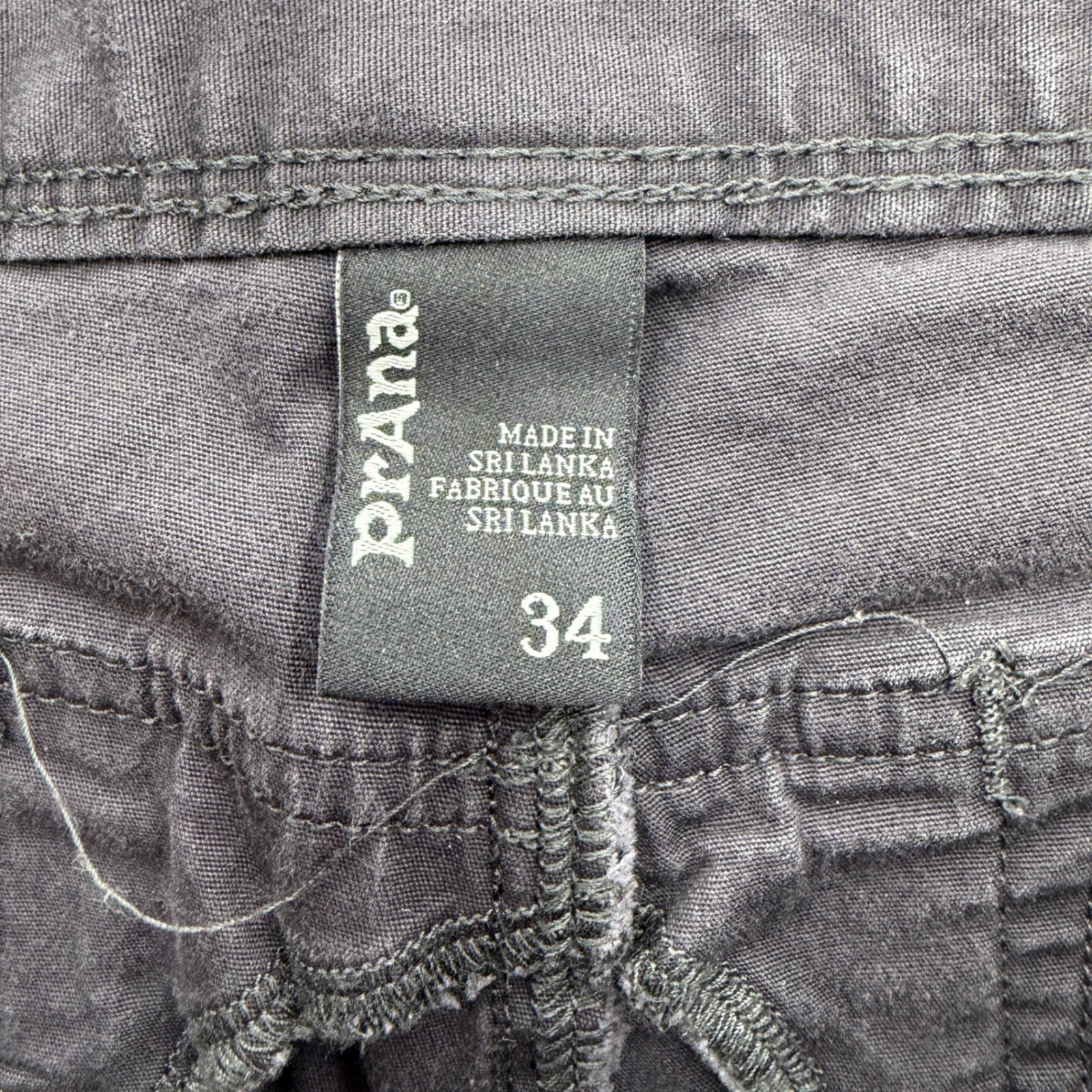 Prana Zion Mens 34 Charcoal Grey Organic Cotton Blend Stretch Hiking Shorts
