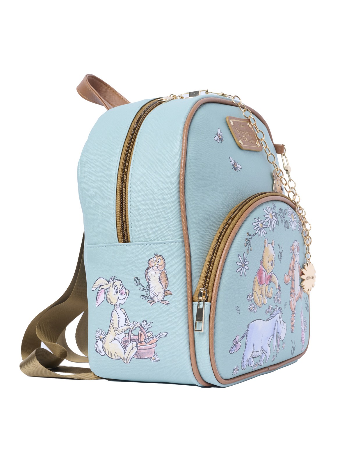 Winnie the Pooh Mini Backpack Sketch Floral Disney Bag with Detachable Charm