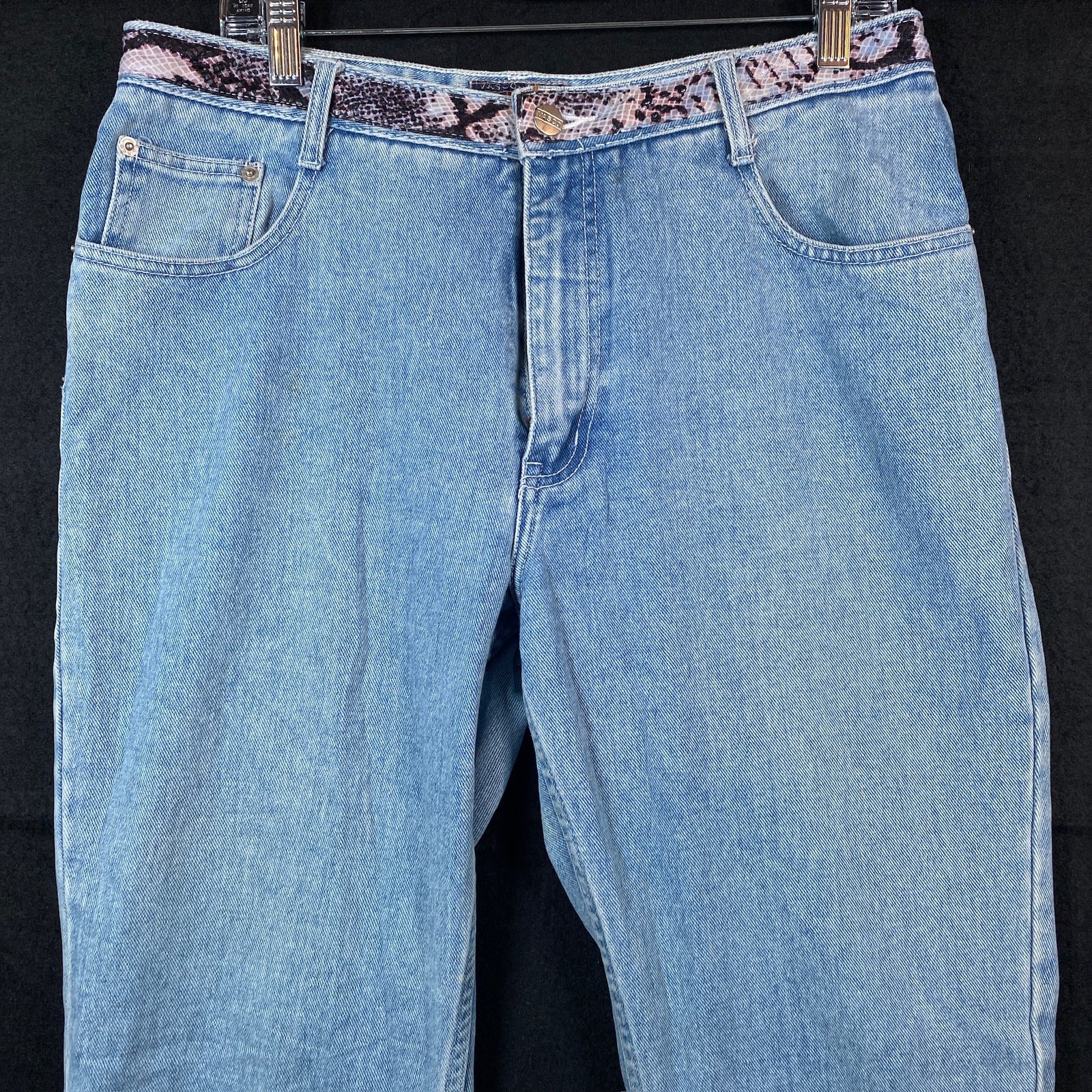 Vintage Vasco Womens Jeans Blue Denim Snake Print Straight Leg Cotton 15/16