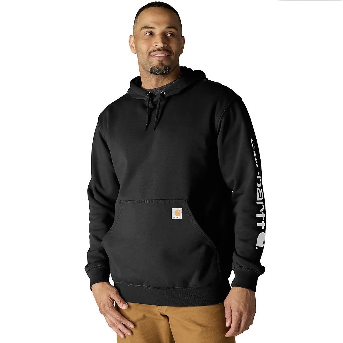 NEW! Carhartt Mens K288 Loose Fit Midweight Logo Sleeve Hoodie Black or Navy S M