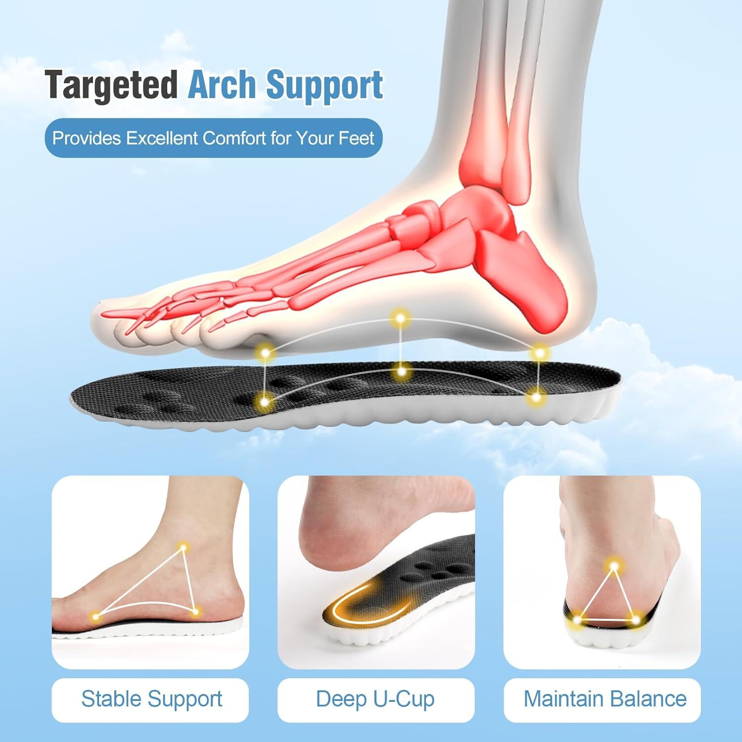 Shoe Insoles for Men Women Memory Foam Orthotic Shoe Inserts Sports Insoles USA