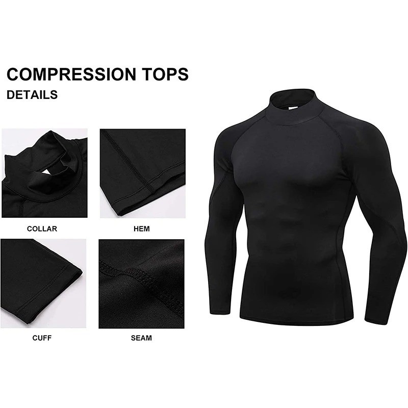 Men Compression T Shirt Long Sleeve Gym Fitness Quick Dry Sport Top