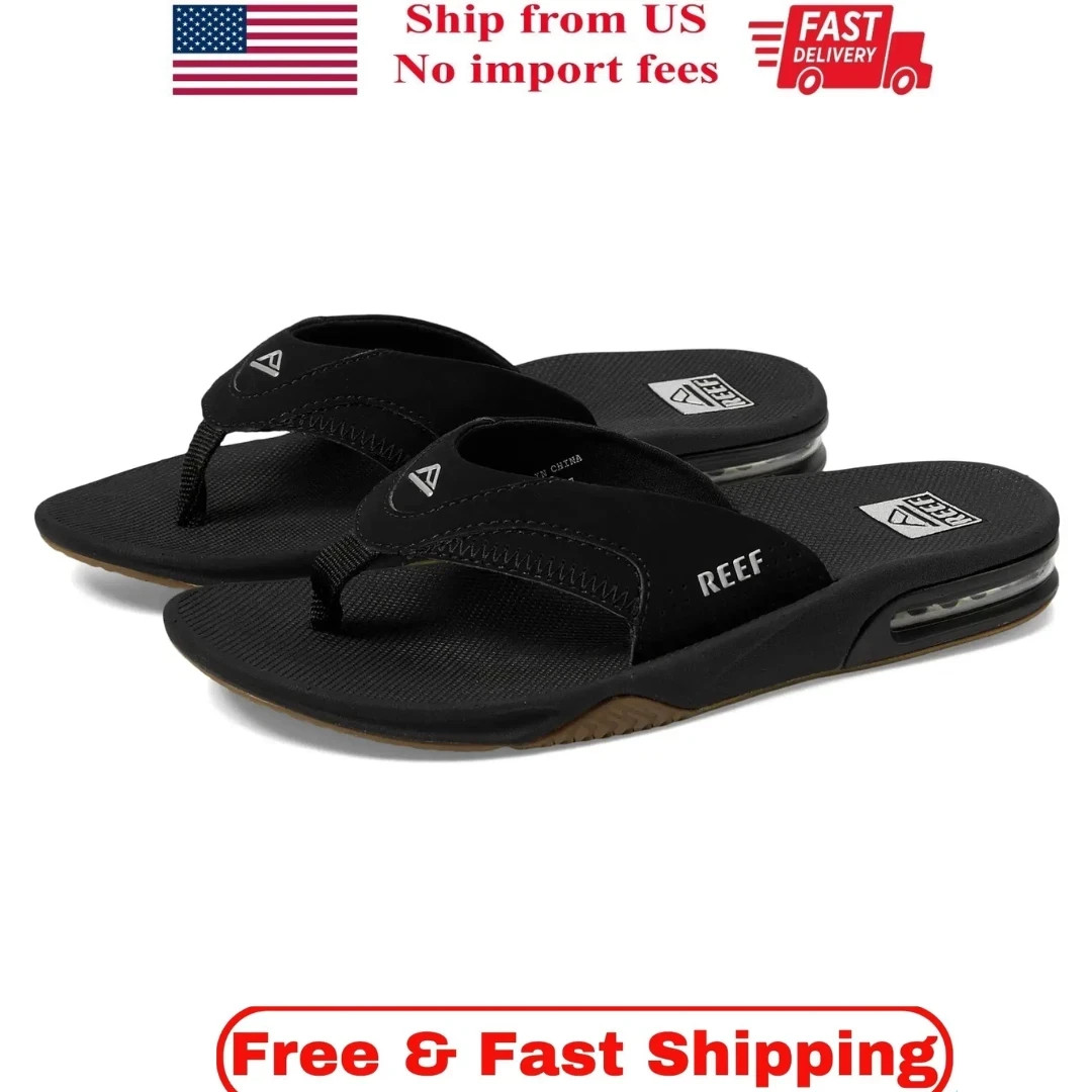 Reef Men’s Fanning Flip Flop, Black/Silver