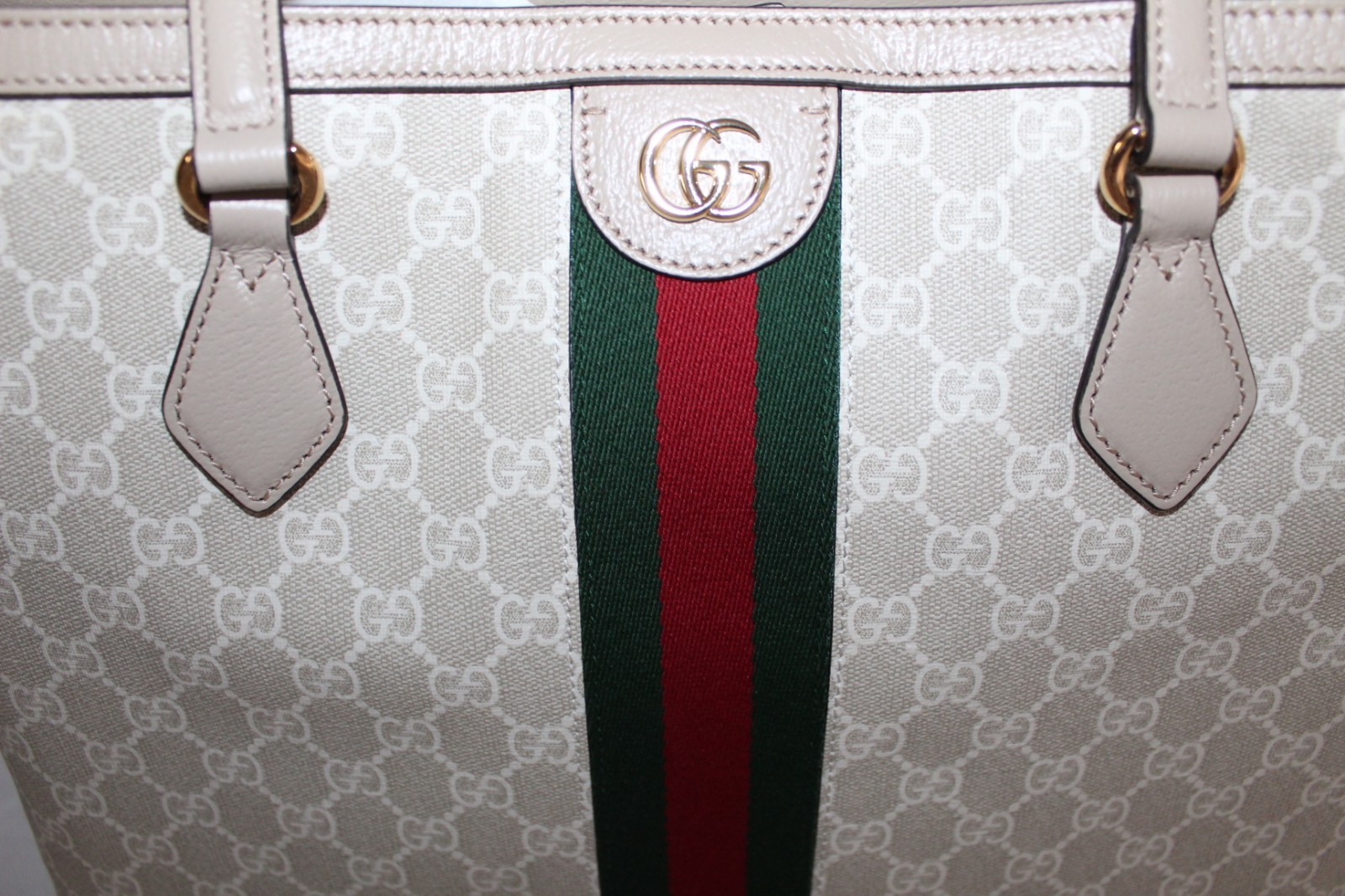 NWT Gucci GG Supreme Monogram Web Ophidia Shopping Tote Shoulder Bag 631685
