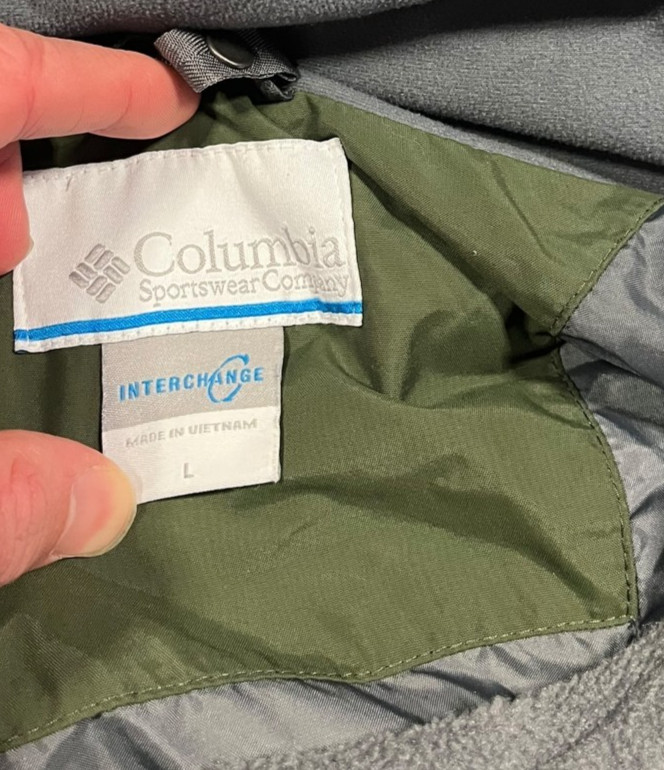 COLUMBIA OMNI-TECH Green Fleece-Lined 3-IN-1 WINTER JACKET Hike Ski Coat Men’s L