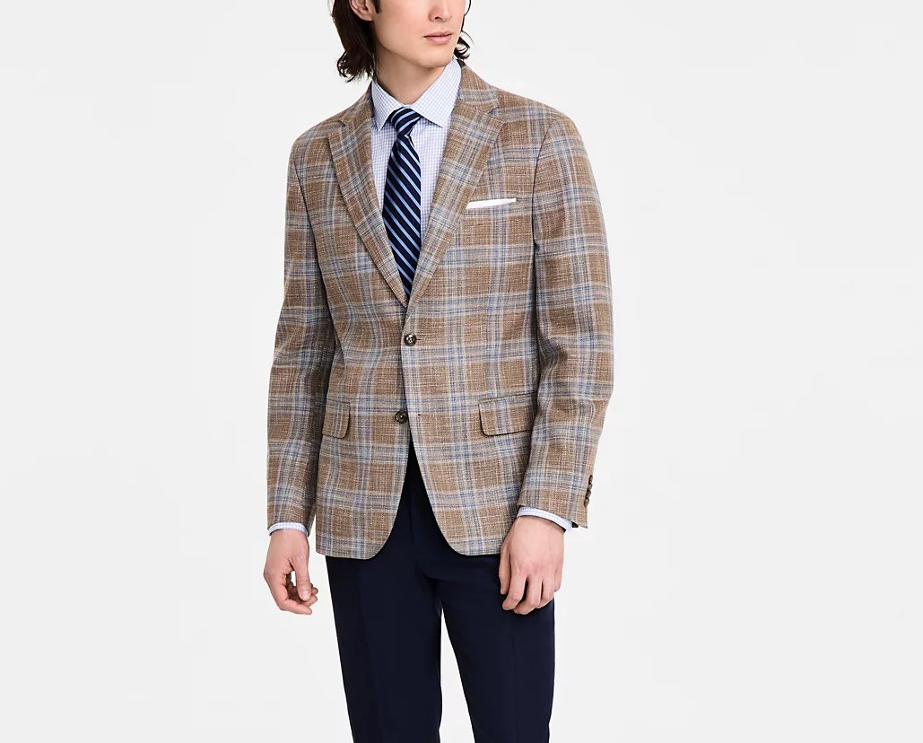 Tommy Hilfiger Men’s Modern-Fit Windowpane Plaid Sport Coat MSRP $295