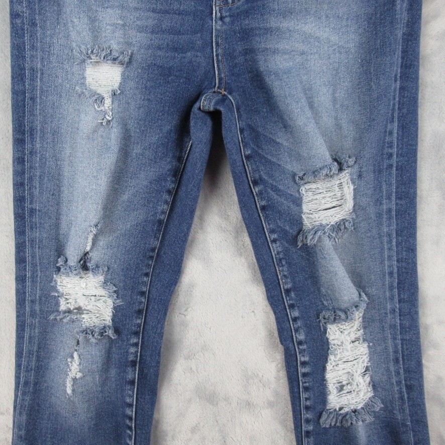 Bridge by GLY High Rise Skinny Jeans Blue Distressed Denim BG5487R Womens 30