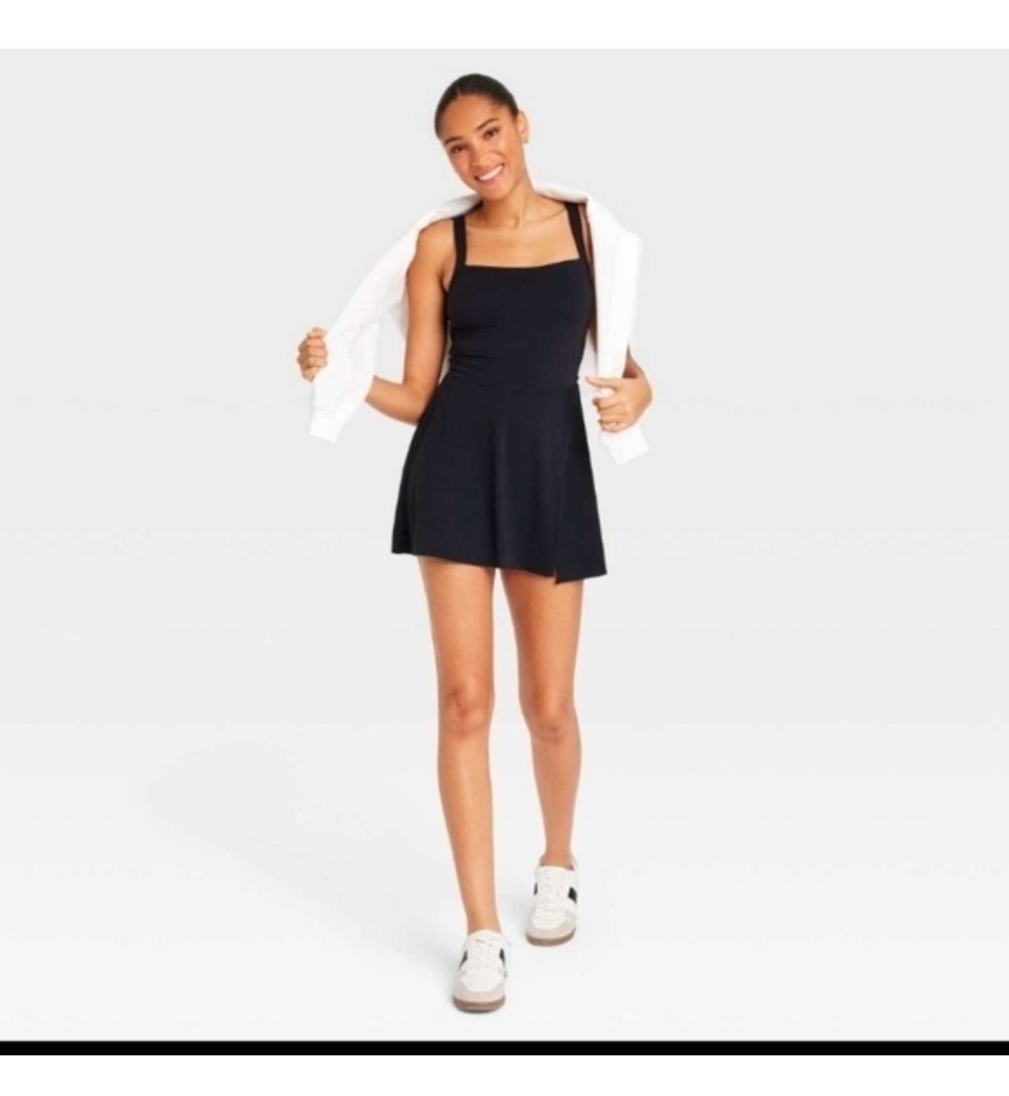 JoyLab Women’s Knit Squareneck Slit Active Dress Black Size Xs