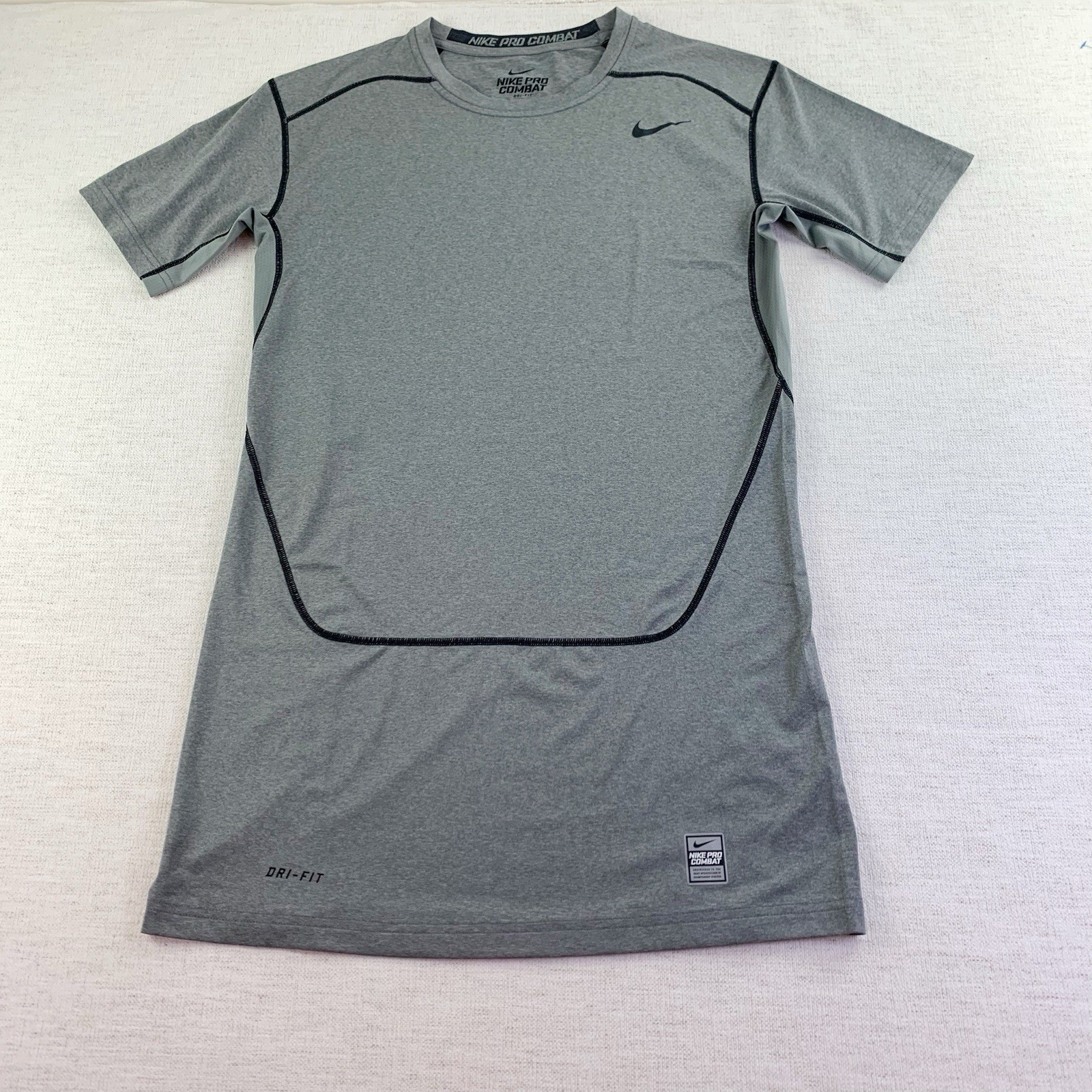 Nike Pro Combat Shirt Mens XL Gray Dri-Fit Fitted Compression Training