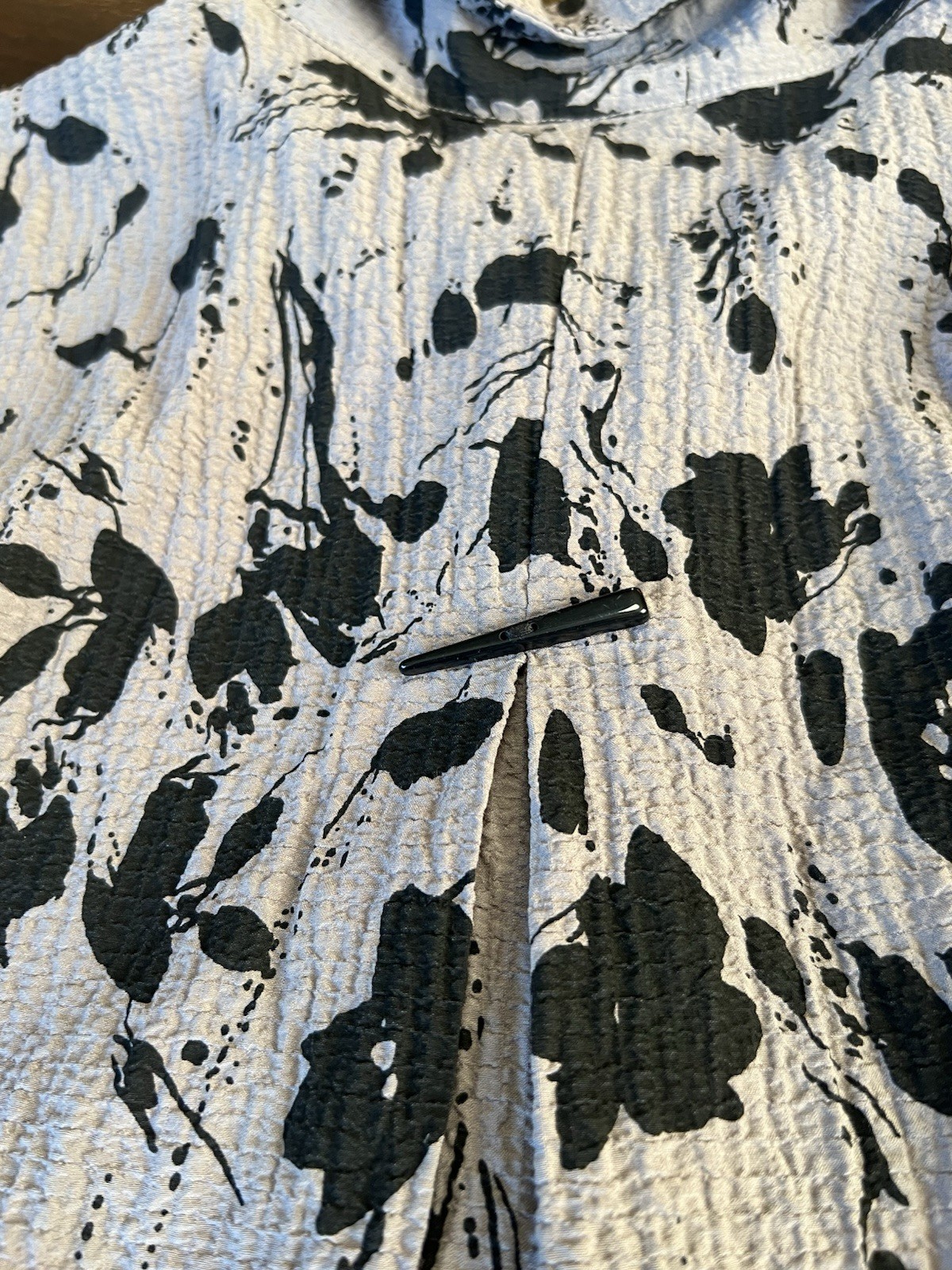 Habitat NWT Floral Blouse Shirt Women’s M Funky Button Up Taupe Black Textured